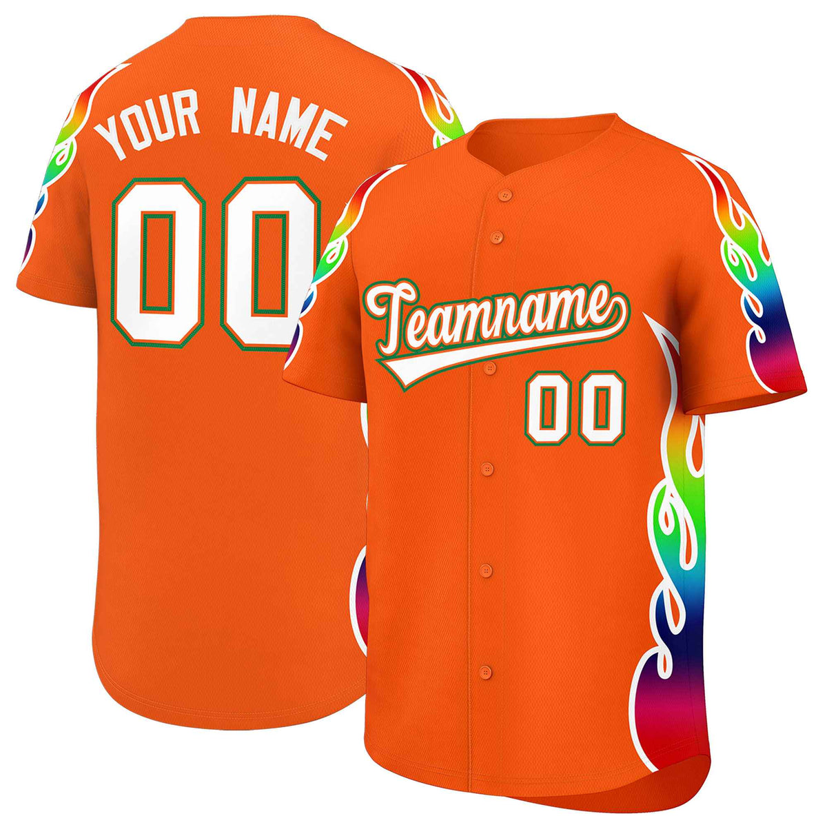 Custom Orange Graffiti Pattern Personalized Multicolored Flames Print Authentic Baseball Jersey| KXKSHOP