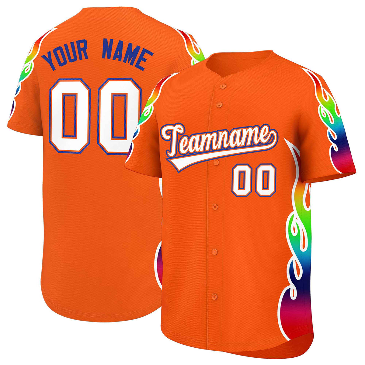Custom Orange Graffiti Pattern Personalized Multicolored Flames Print Authentic Baseball Jersey| KXKSHOP
