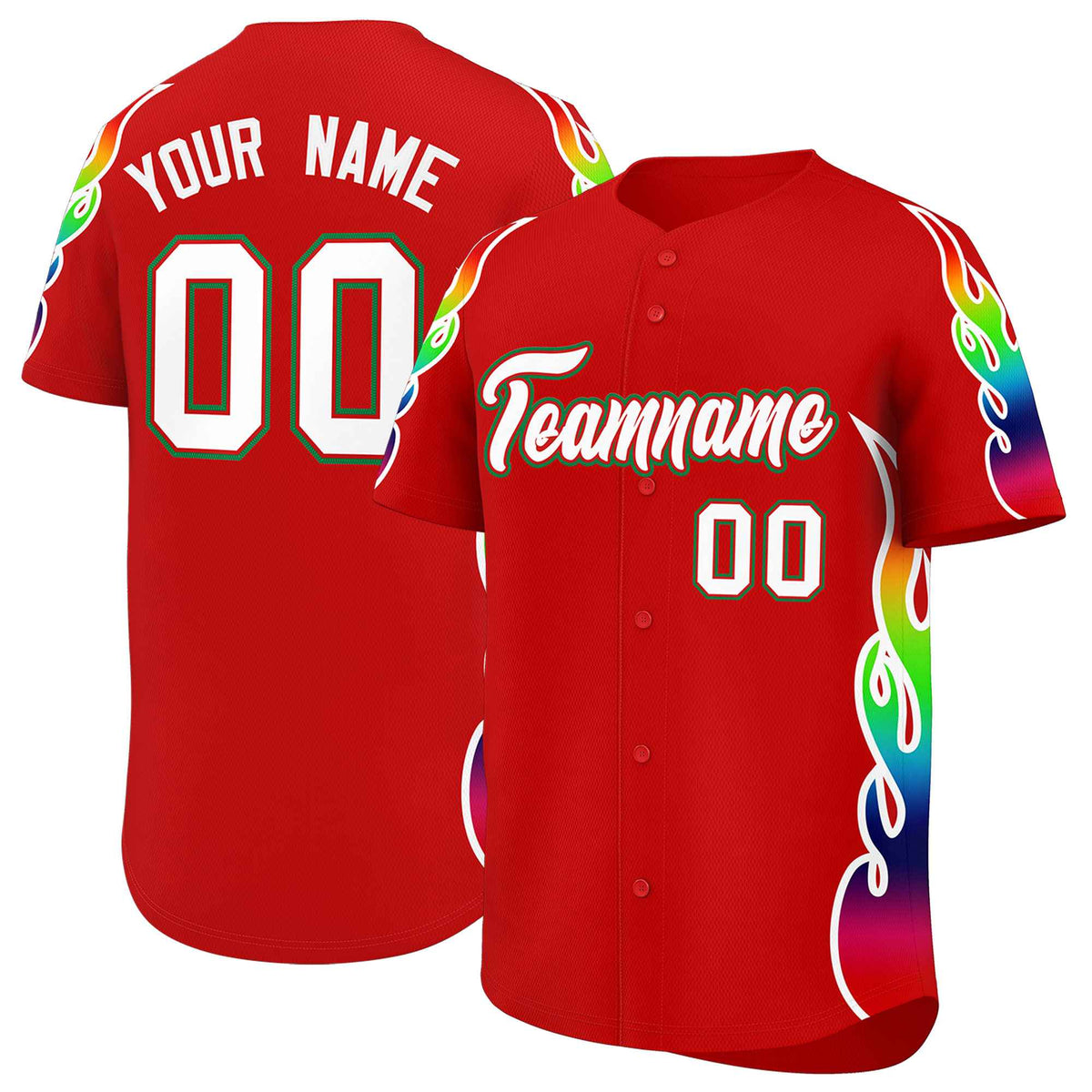 Custom Red Graffiti Pattern Personalized Multicolored Flames Print Authentic Baseball Jersey| KXKSHOP