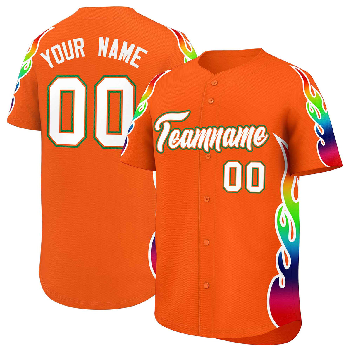 Custom Orange Graffiti Pattern Personalized Multicolored Flames Print Authentic Baseball Jersey| KXKSHOP