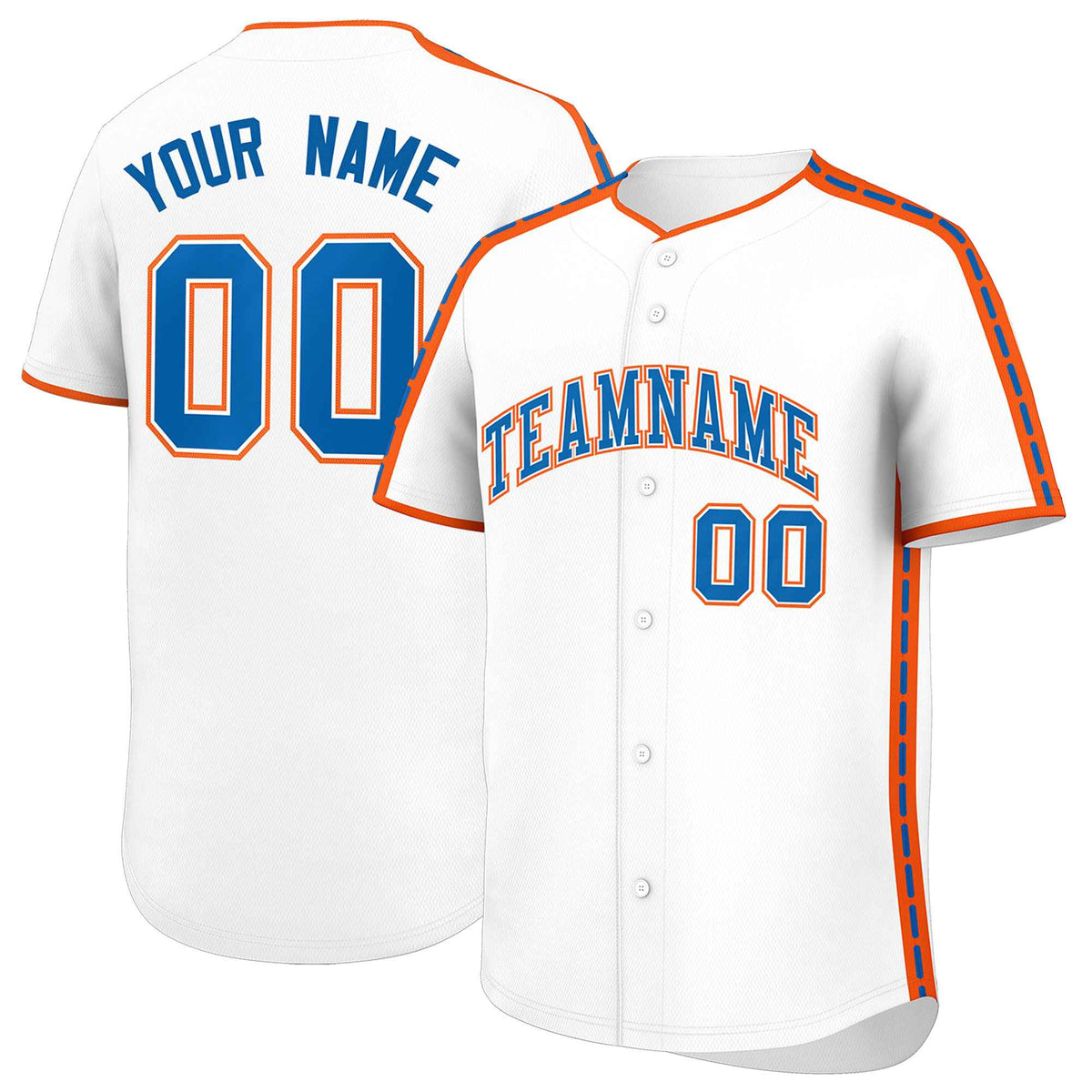 Custom White Orange Color Block Personalized Side Dotted Line Authentic Baseball Jersey| KXKSHOP