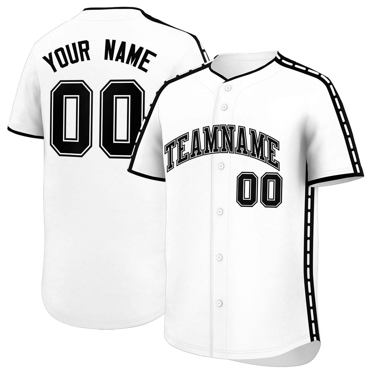 Custom White Black Color Block Personalized Side Dotted Line Authentic Baseball Jersey| KXKSHOP