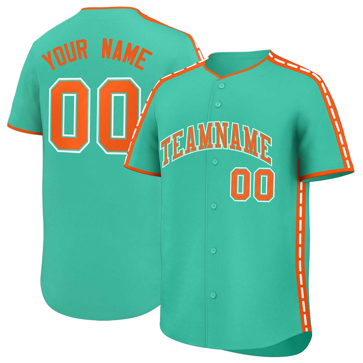 Custom Bright Green Orange Color Block Personalized Side Dotted Line Authentic Baseball Jersey| KXKSHOP