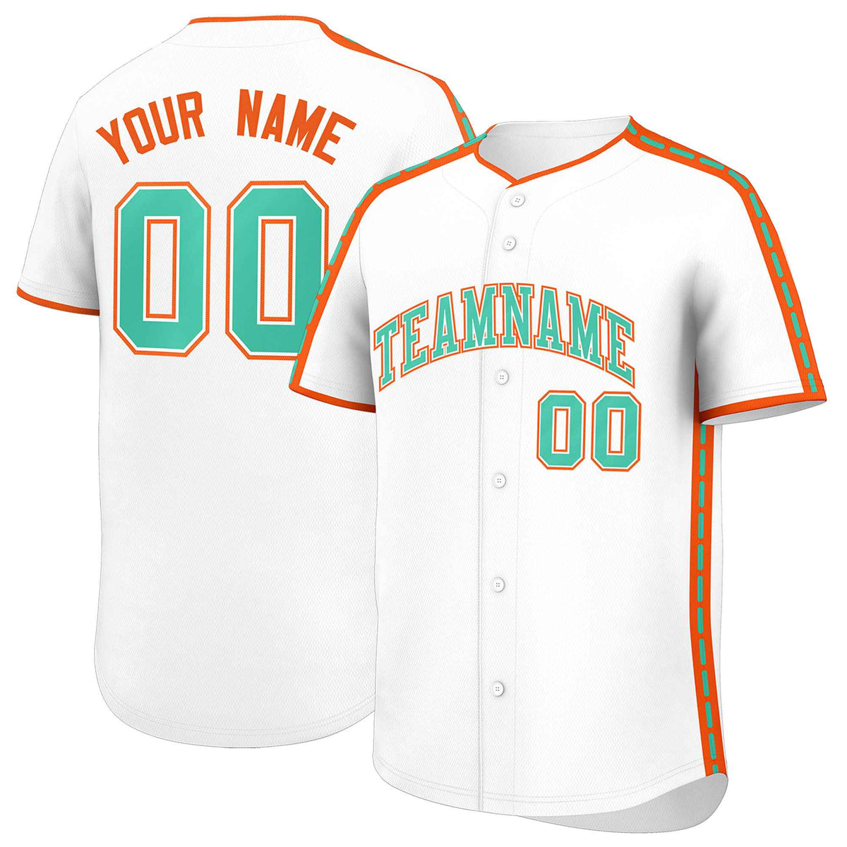 Custom White Orange Color Block Personalized Side Dotted Line Authentic Baseball Jersey| KXKSHOP