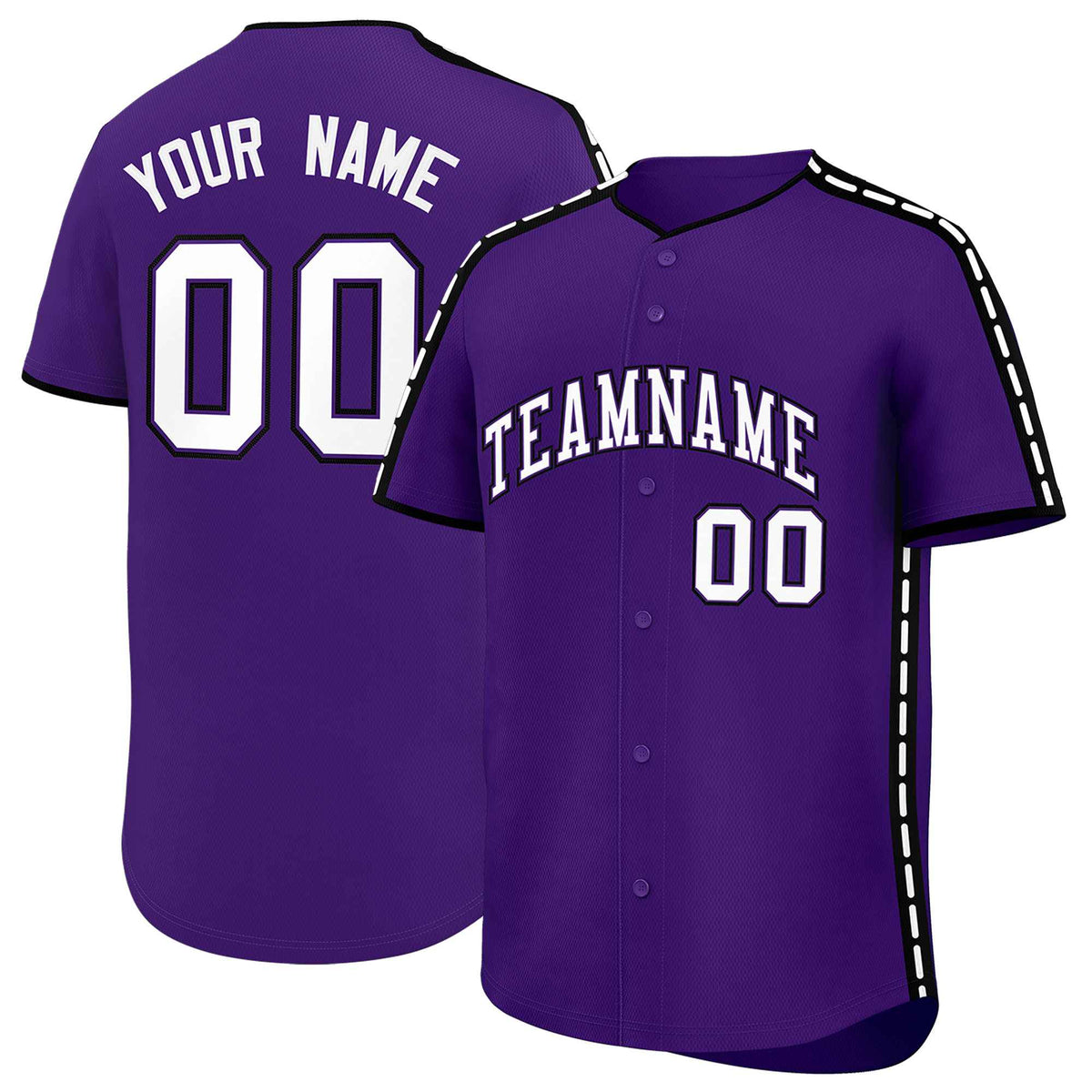Custom Purple Black Color Block Personalized Side Dotted Line Authentic Baseball Jersey| KXKSHOP