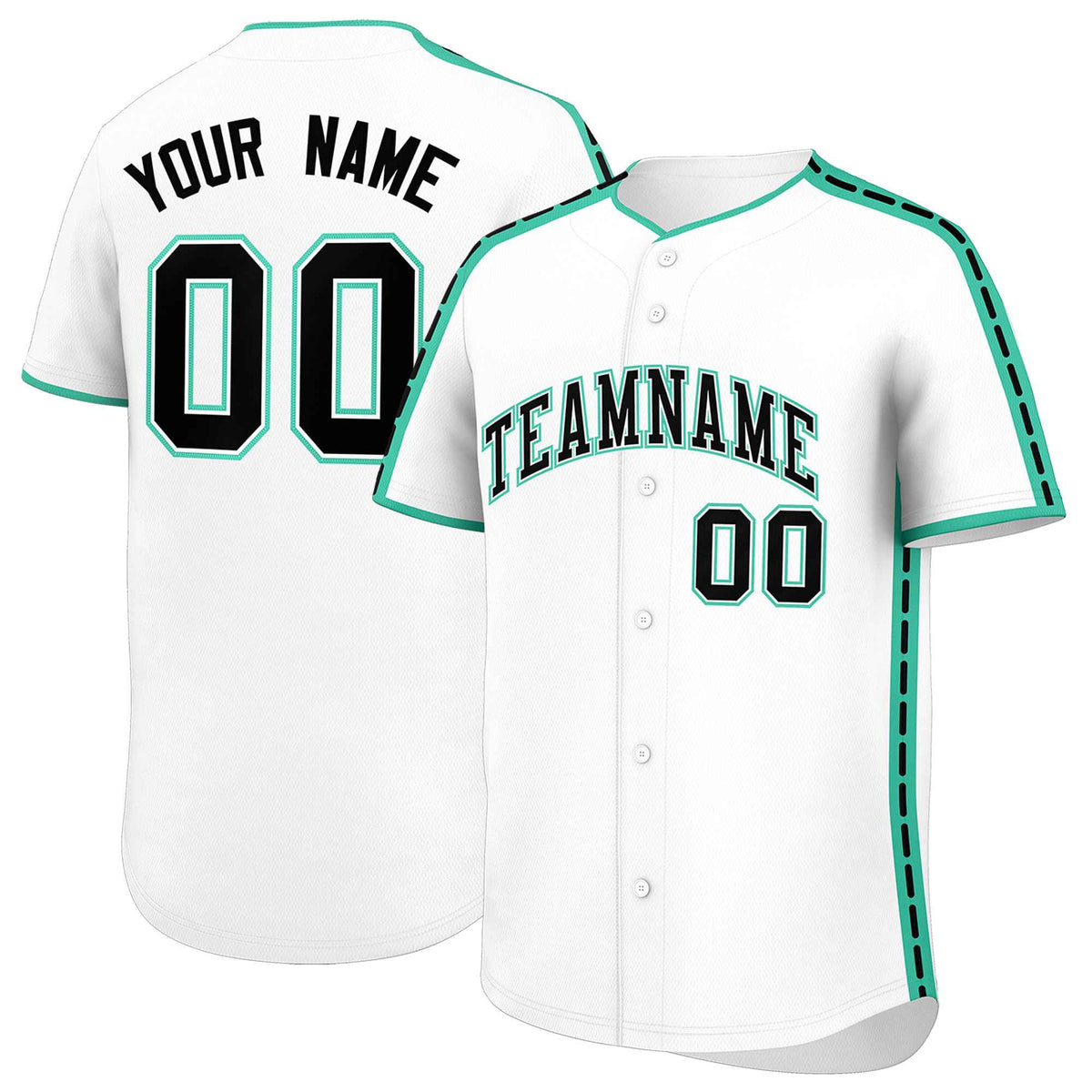 Custom White Bright Green Color Block Personalized Side Dotted Line Authentic Baseball Jersey| KXKSHOP