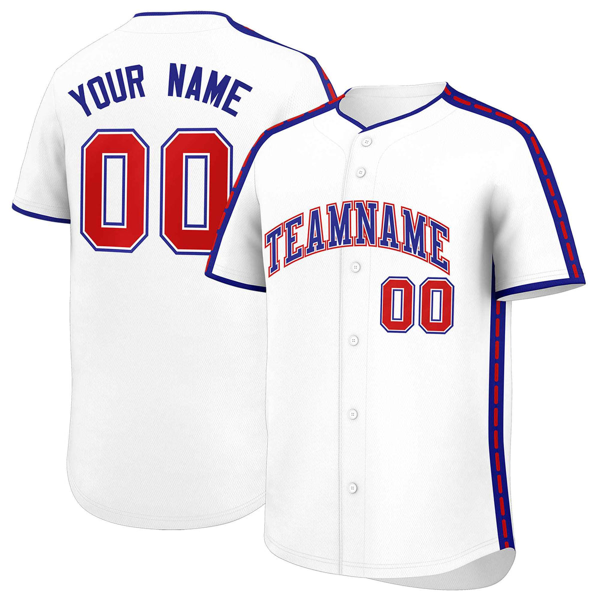 Custom White Royal Color Block Personalized Side Dotted Line Authentic Baseball Jersey| KXKSHOP