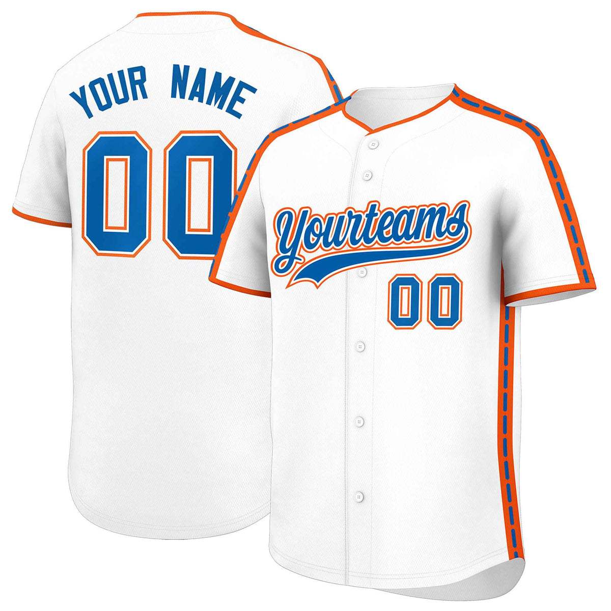 Custom White Orange Color Block Personalized Side Dotted Line Authentic Baseball Jersey| KXKSHOP