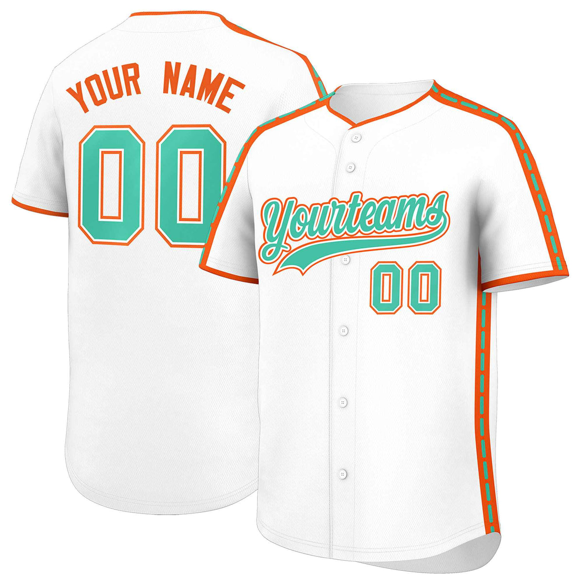 Custom White Orange Color Block Personalized Side Dotted Line Authentic Baseball Jersey| KXKSHOP