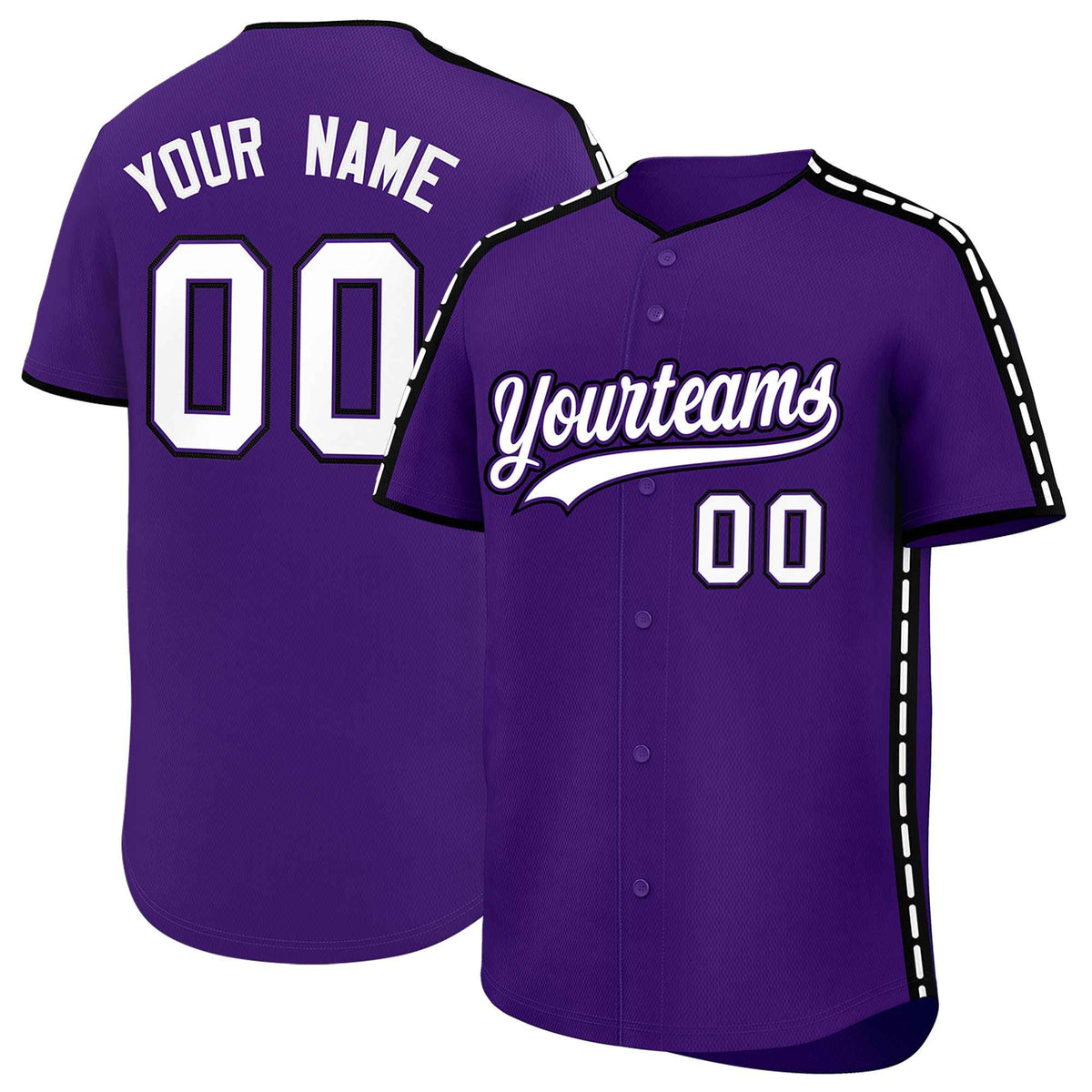 Custom Purple Black Color Block Personalized Side Dotted Line Authentic Baseball Jersey| KXKSHOP