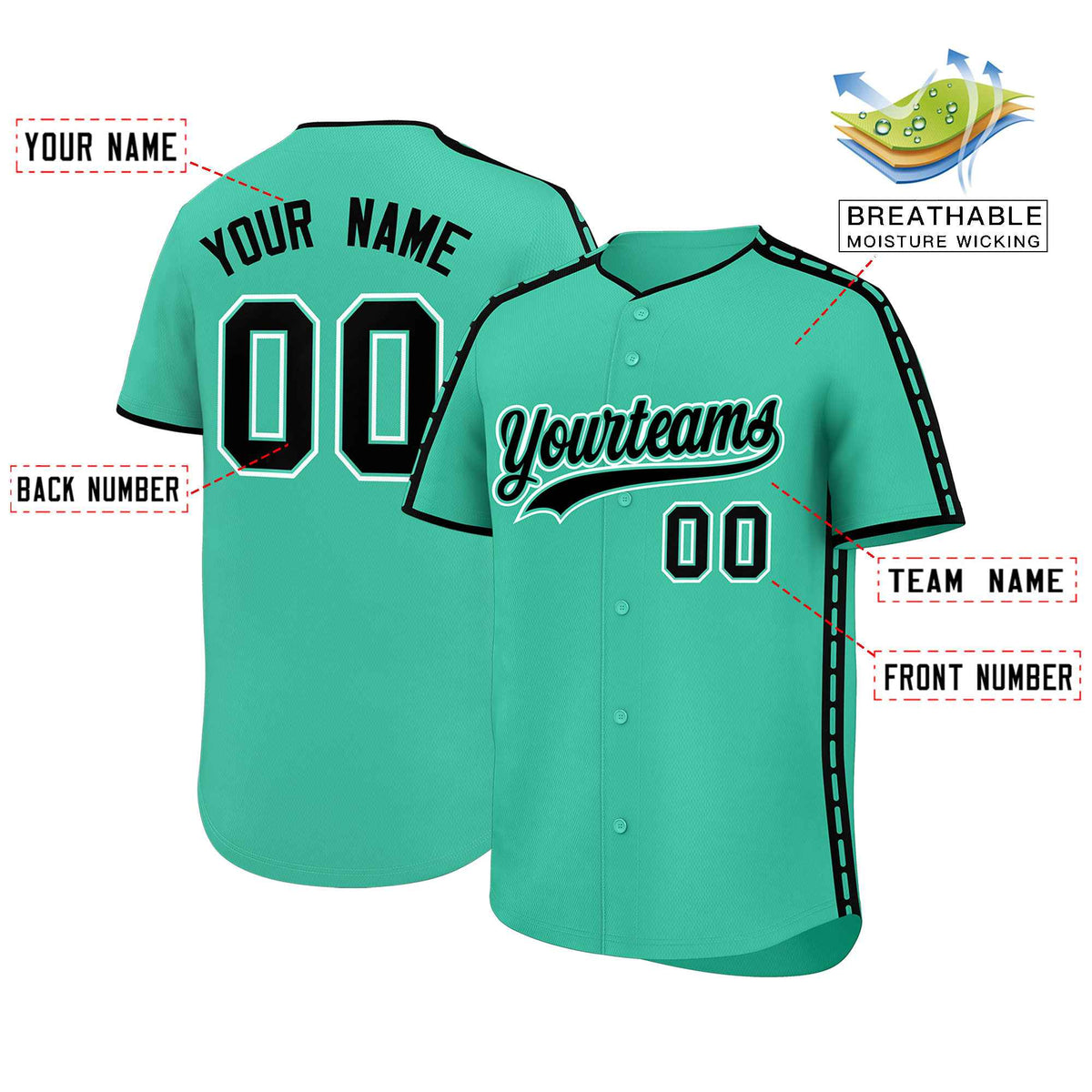 Custom Bright Green Black Color Block Personalized Side Dotted Line Authentic Baseball Jersey| KXKSHOP