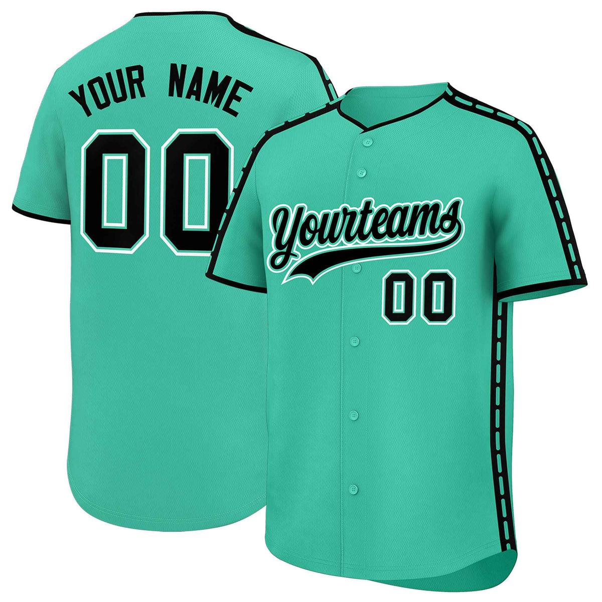 Custom Bright Green Black Color Block Personalized Side Dotted Line Authentic Baseball Jersey| KXKSHOP