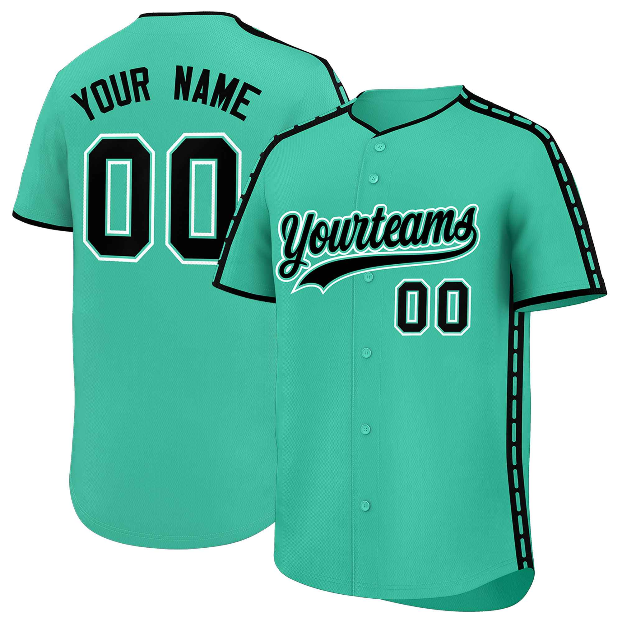 Custom Bright Green Black Color Block Personalized Side Dotted Line Authentic Baseball Jersey| KXKSHOP