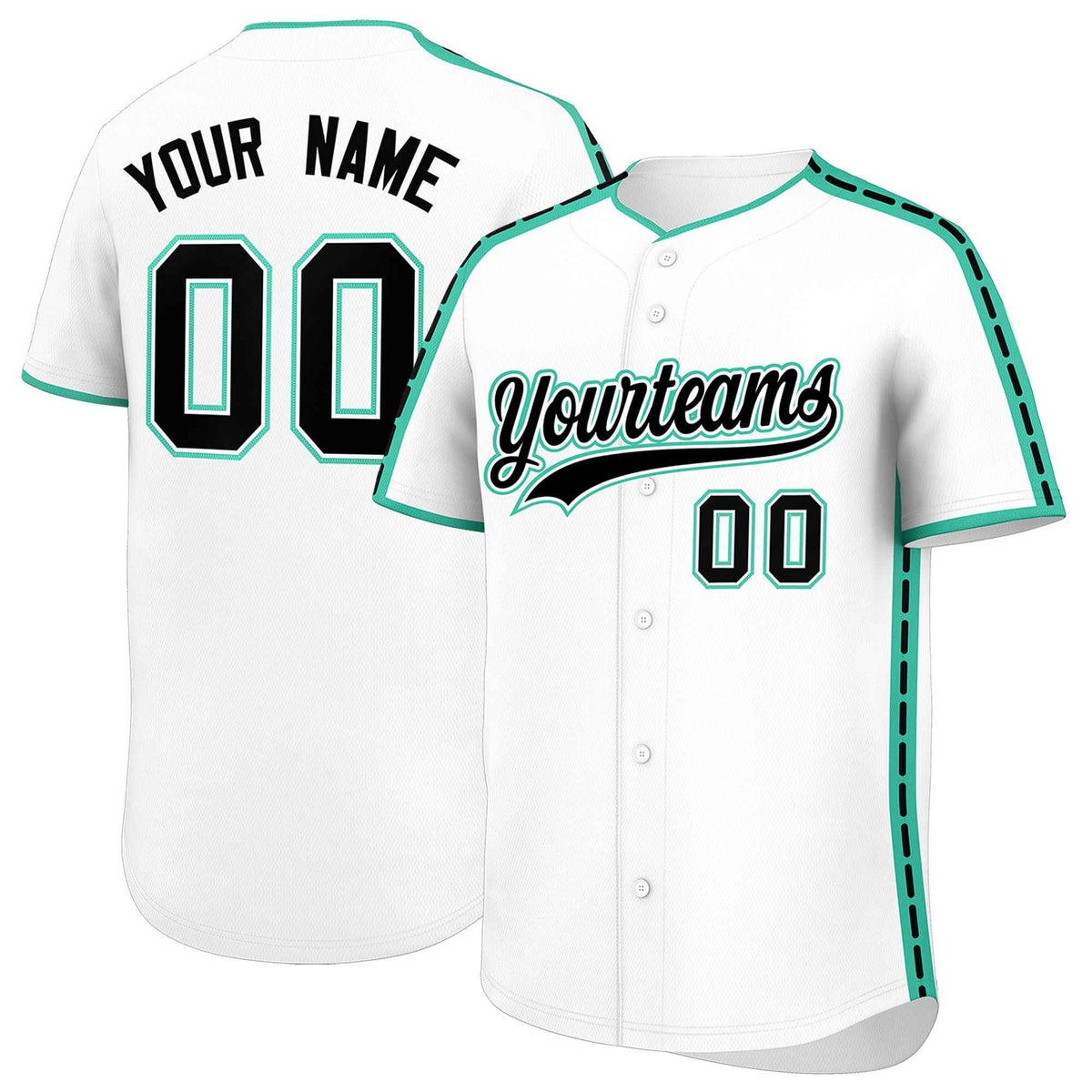 Custom White Bright Green Color Block Personalized Side Dotted Line Authentic Baseball Jersey| KXKSHOP