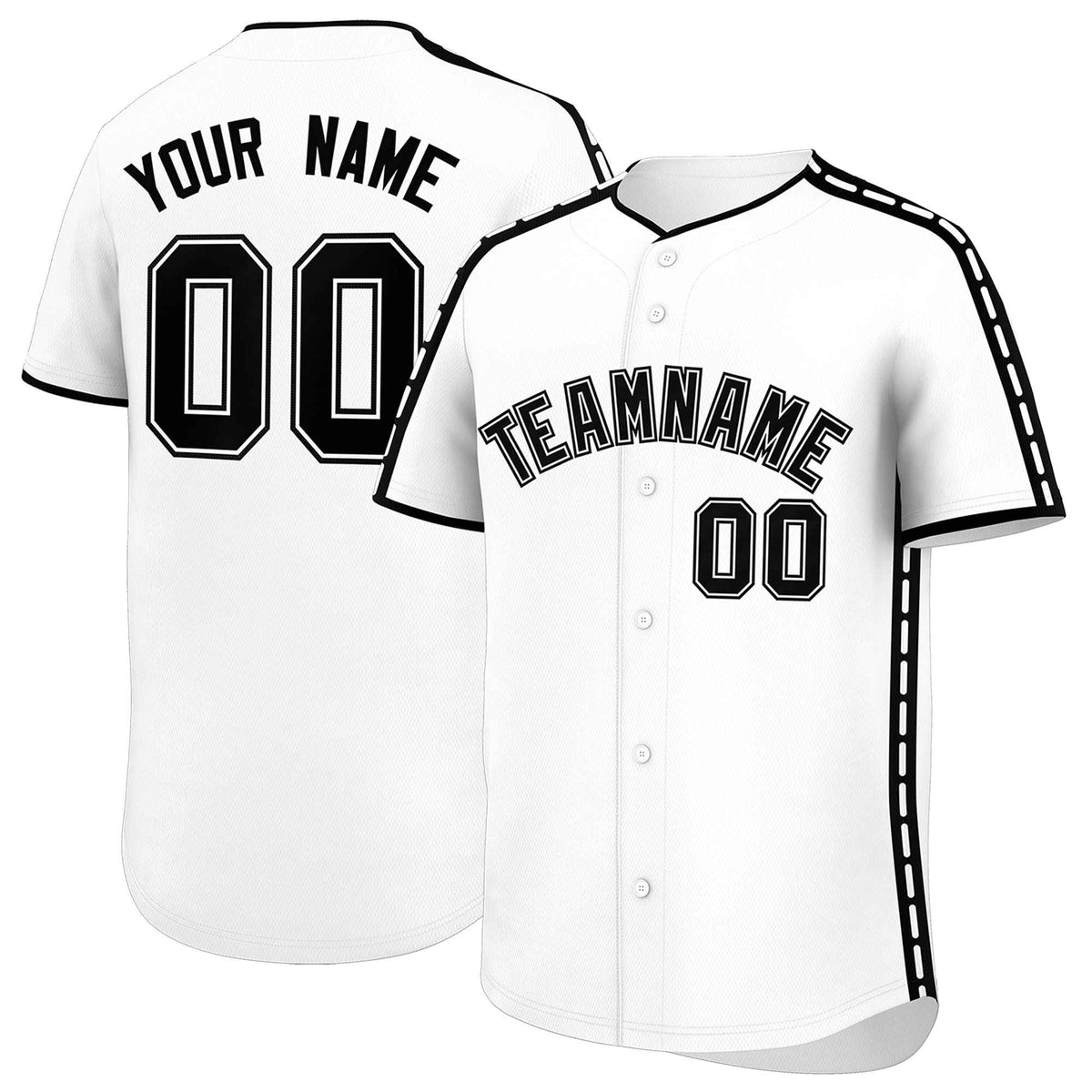 Custom White Black Color Block Personalized Side Dotted Line Authentic Baseball Jersey| KXKSHOP