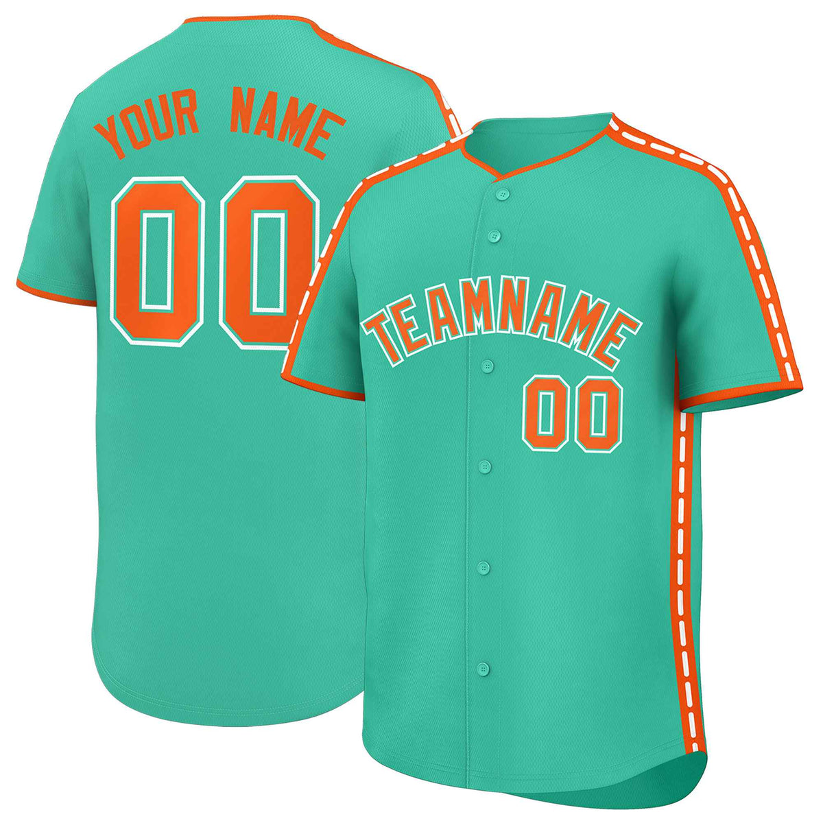 Custom Bright Green Orange Color Block Personalized Side Dotted Line Authentic Baseball Jersey| KXKSHOP