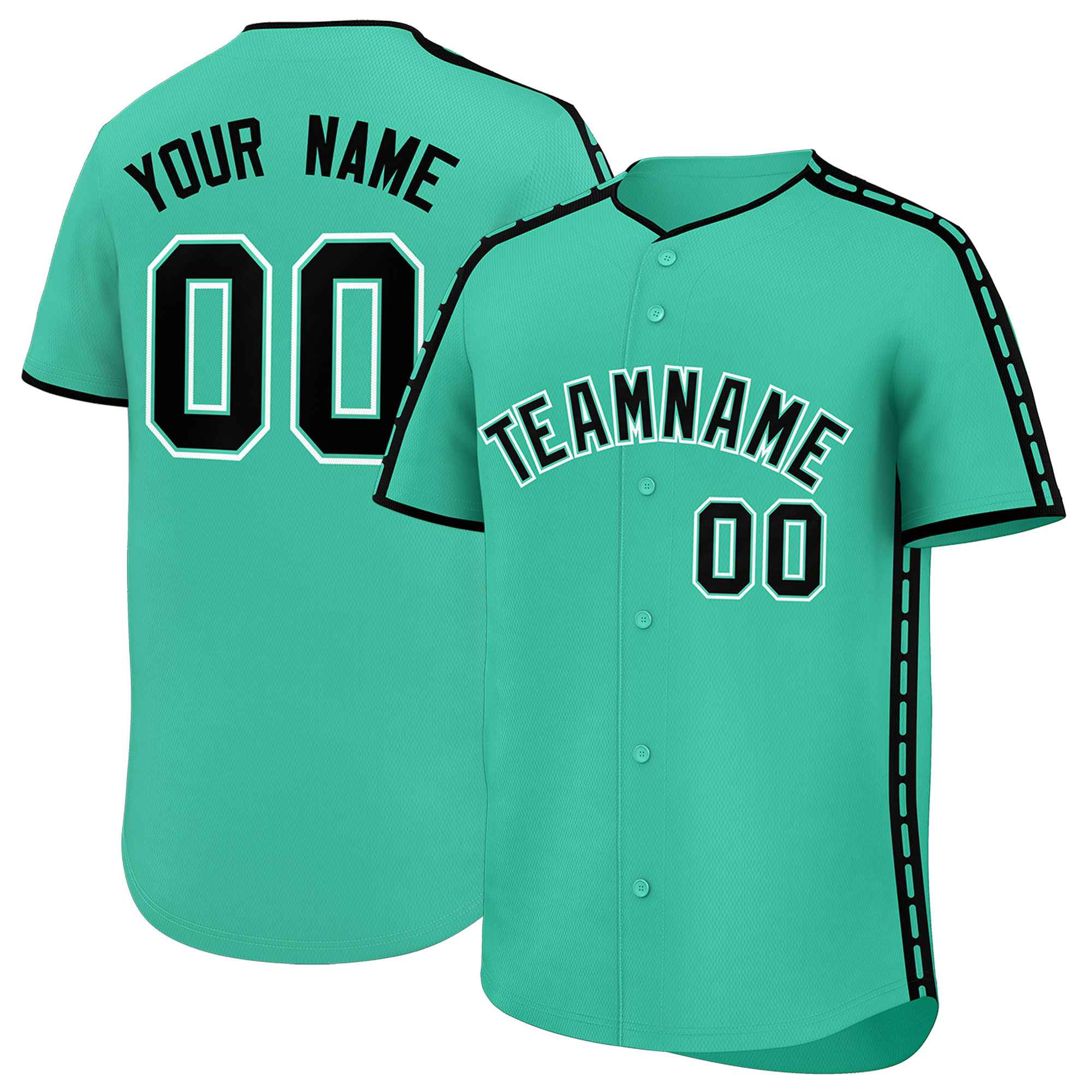 Custom Bright Green Black Color Block Personalized Side Dotted Line Authentic Baseball Jersey| KXKSHOP