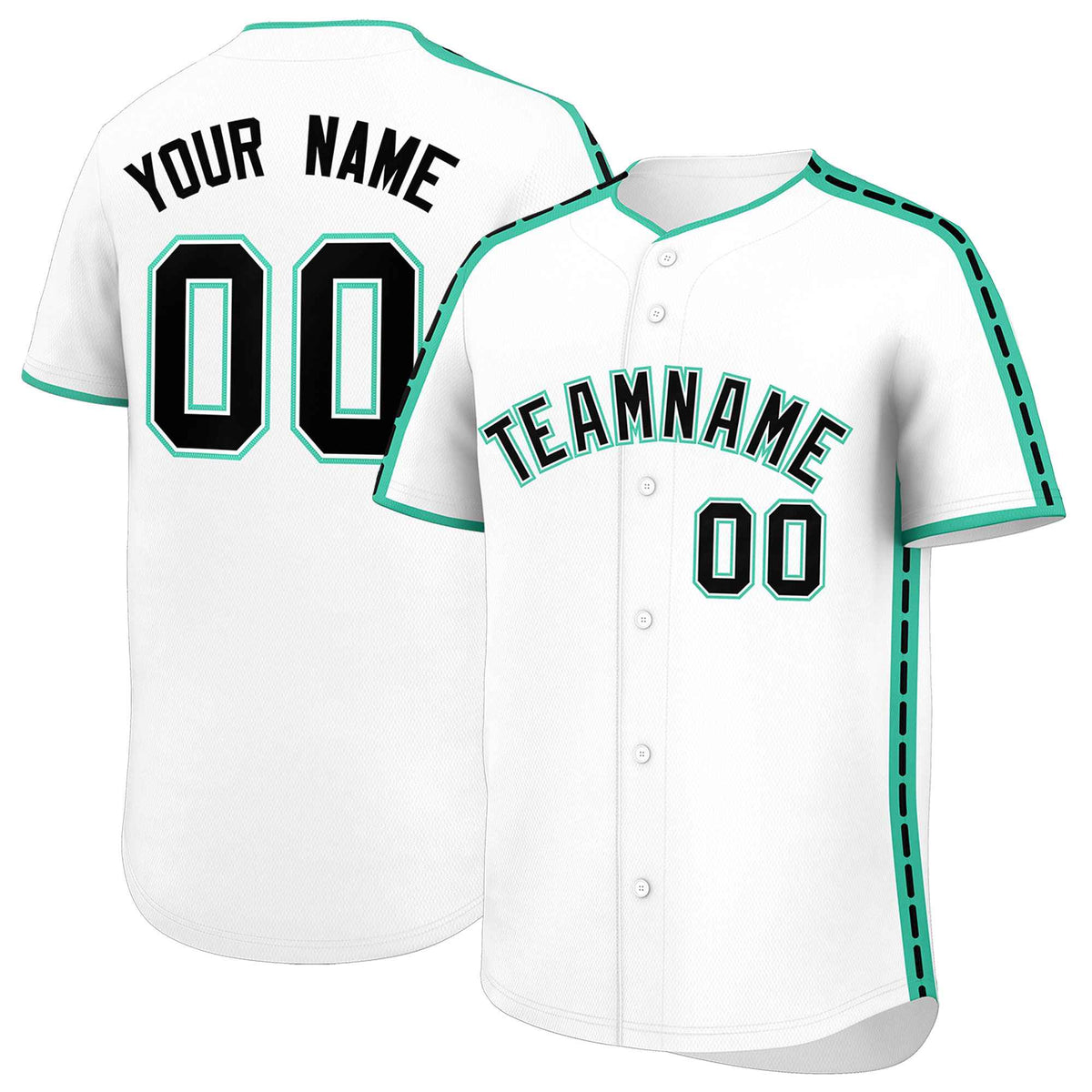 Custom White Bright Green Color Block Personalized Side Dotted Line Authentic Baseball Jersey| KXKSHOP