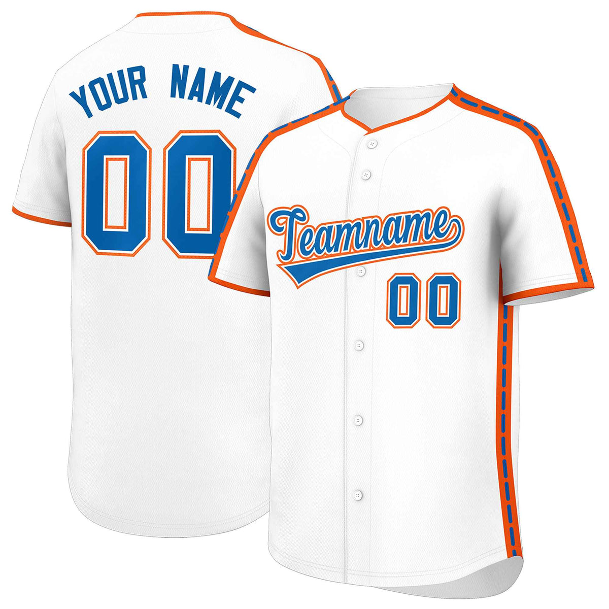 Custom White Orange Color Block Personalized Side Dotted Line Authentic Baseball Jersey| KXKSHOP