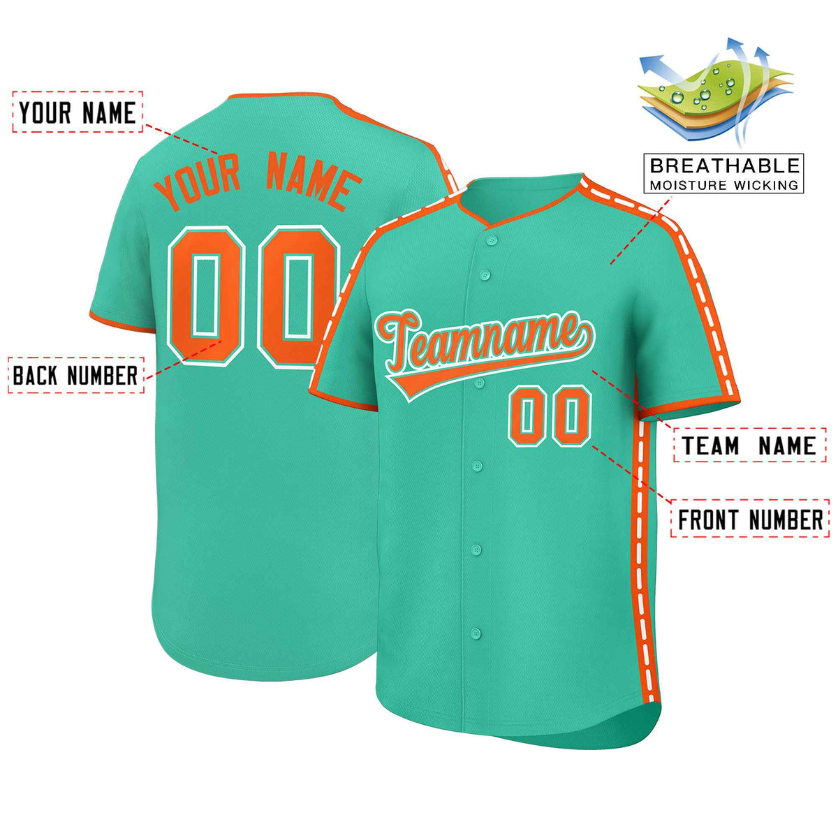 Custom Bright Green Orange Color Block Personalized Side Dotted Line Authentic Baseball Jersey| KXKSHOP