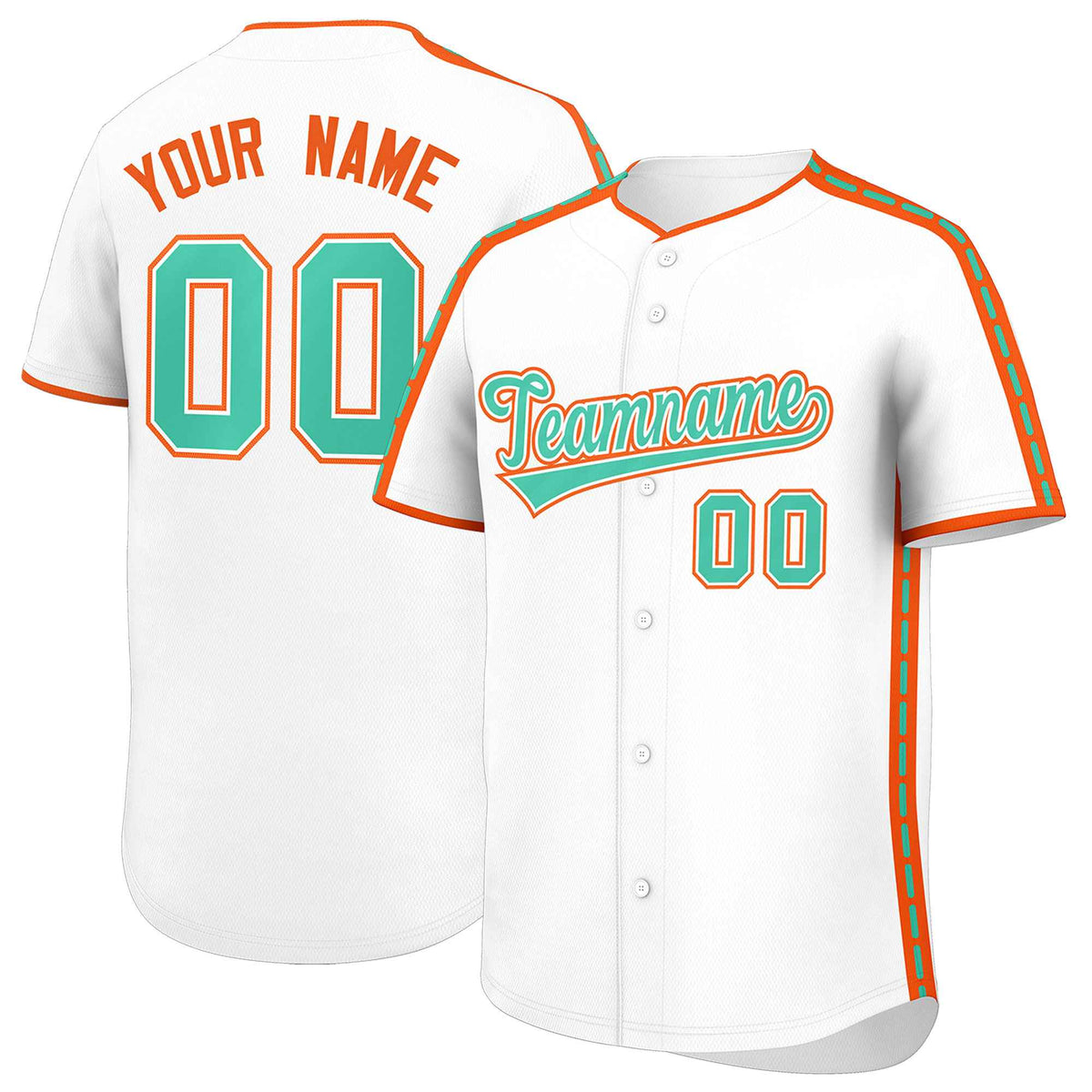 Custom White Orange Color Block Personalized Side Dotted Line Authentic Baseball Jersey| KXKSHOP