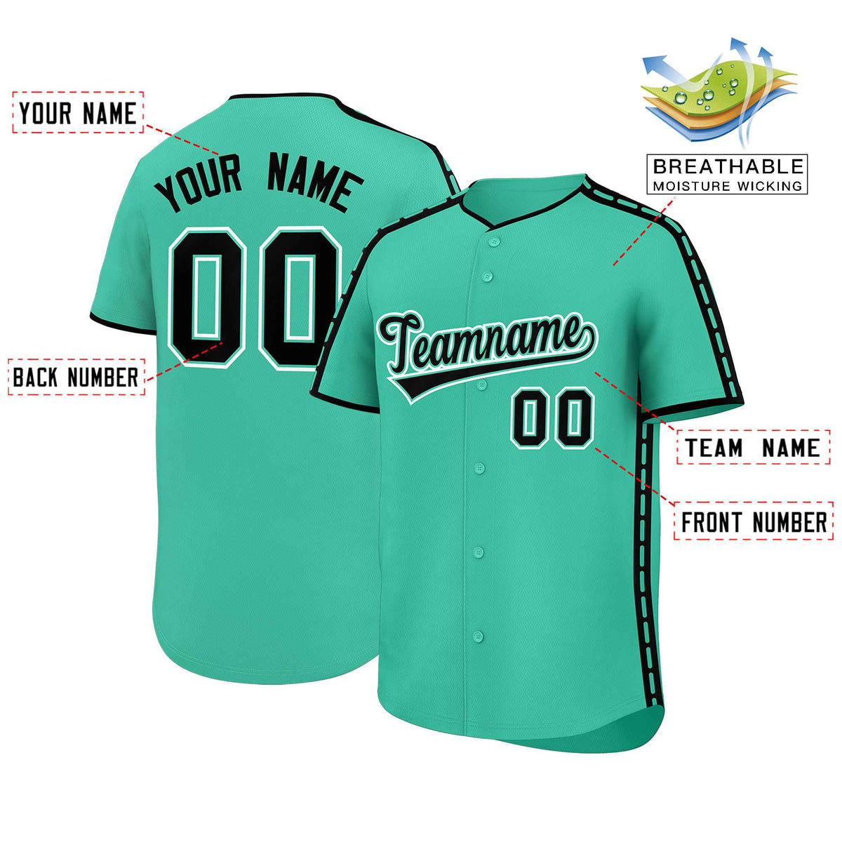Custom Bright Green Black Color Block Personalized Side Dotted Line Authentic Baseball Jersey| KXKSHOP