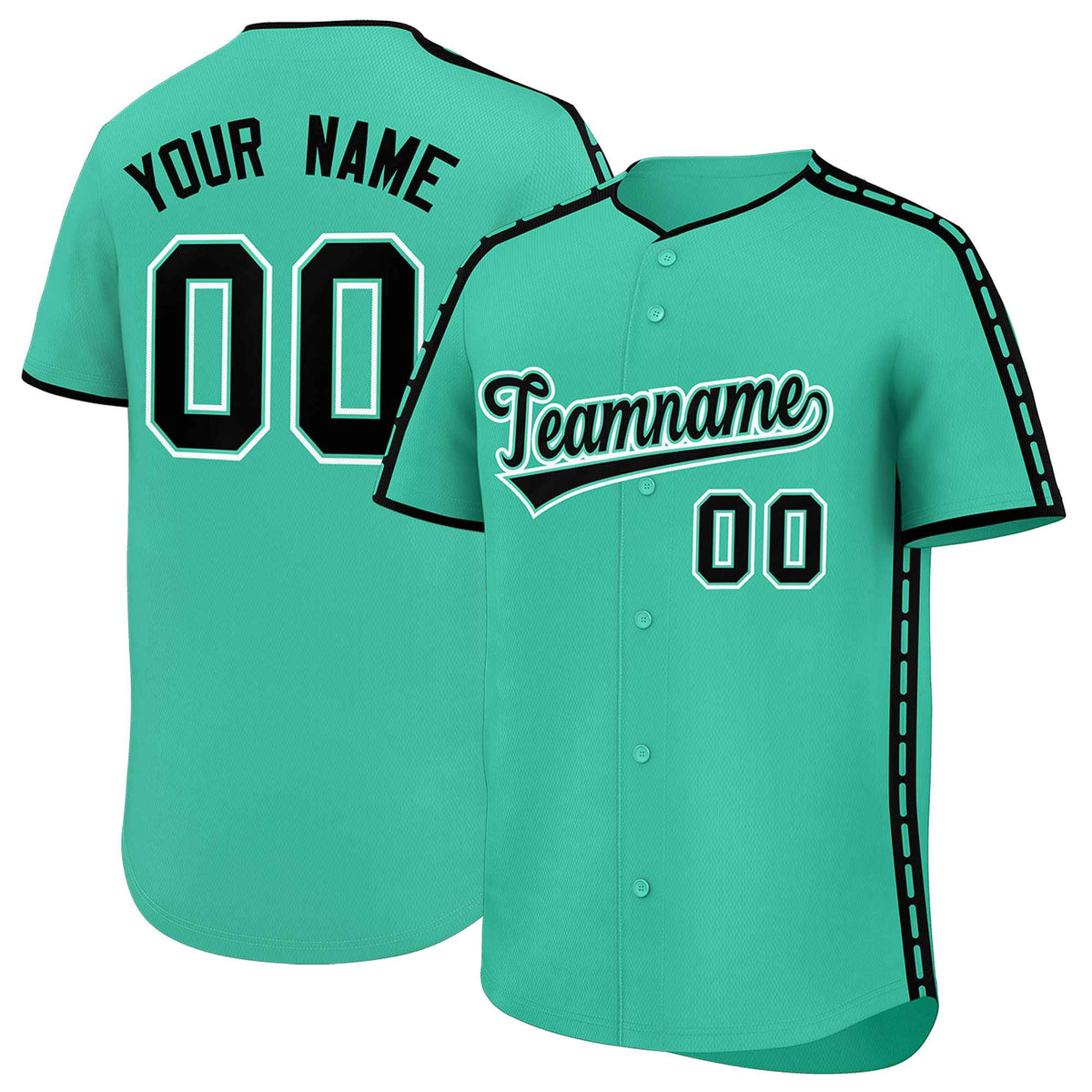 Custom Bright Green Black Color Block Personalized Side Dotted Line Authentic Baseball Jersey| KXKSHOP