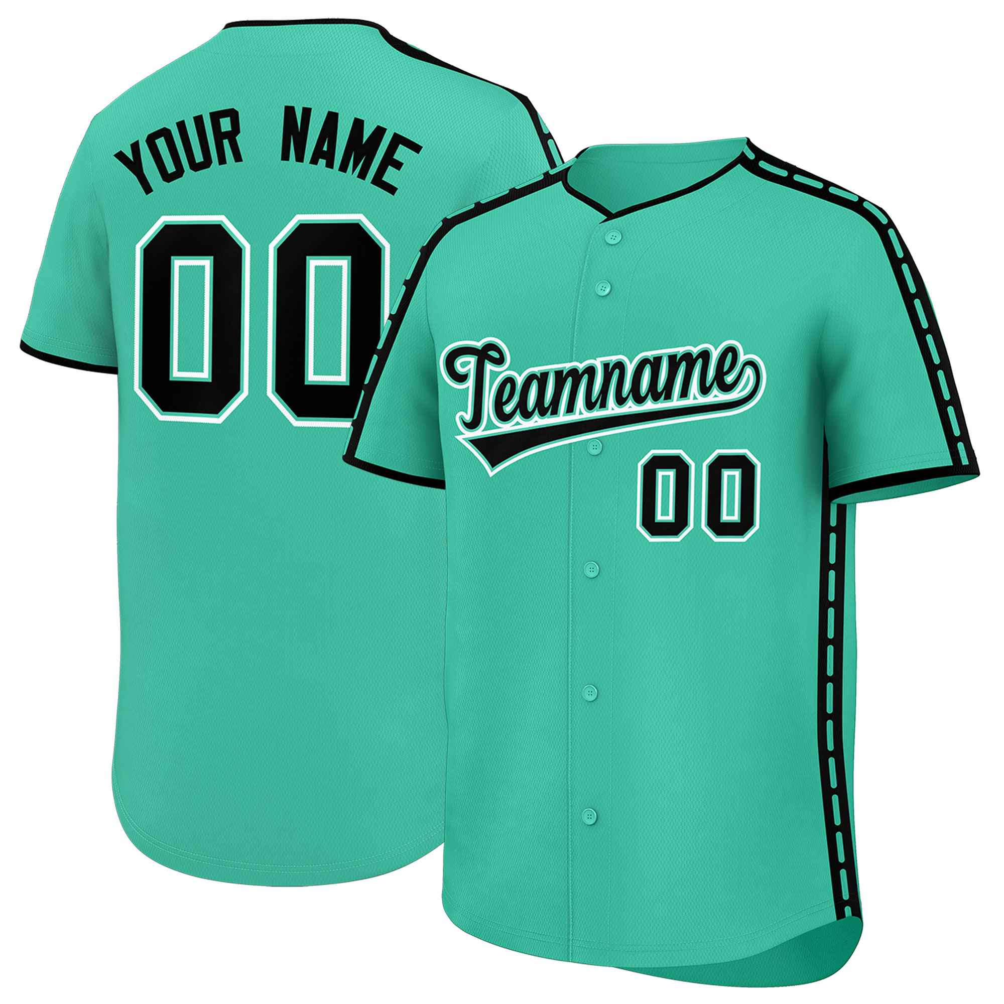 Custom Bright Green Black Color Block Personalized Side Dotted Line Authentic Baseball Jersey| KXKSHOP