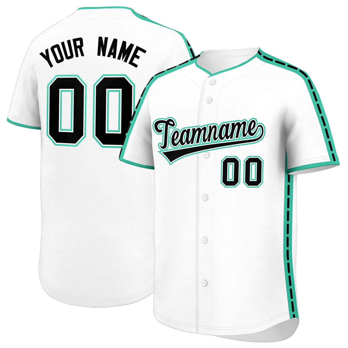 Custom White Bright Green Color Block Personalized Side Dotted Line Authentic Baseball Jersey| KXKSHOP
