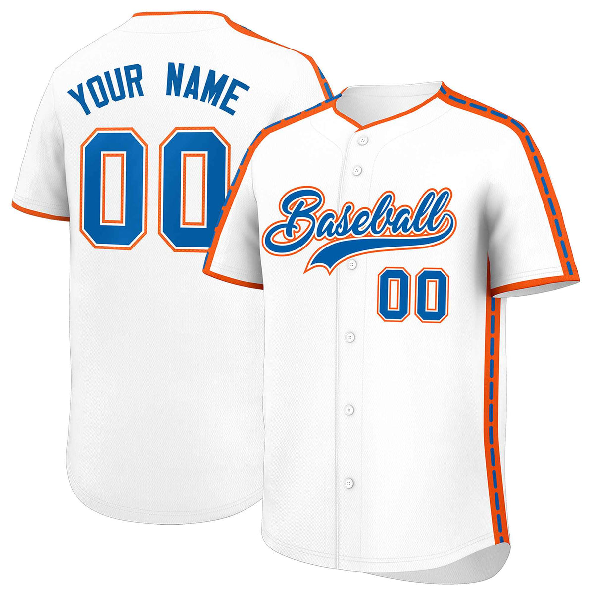Custom White Orange Color Block Personalized Side Dotted Line Authentic Baseball Jersey| KXKSHOP