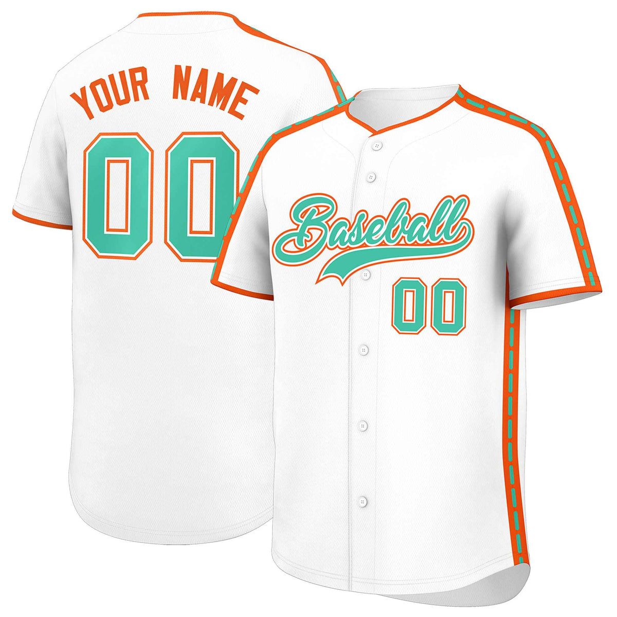 Custom White Orange Color Block Personalized Side Dotted Line Authentic Baseball Jersey| KXKSHOP