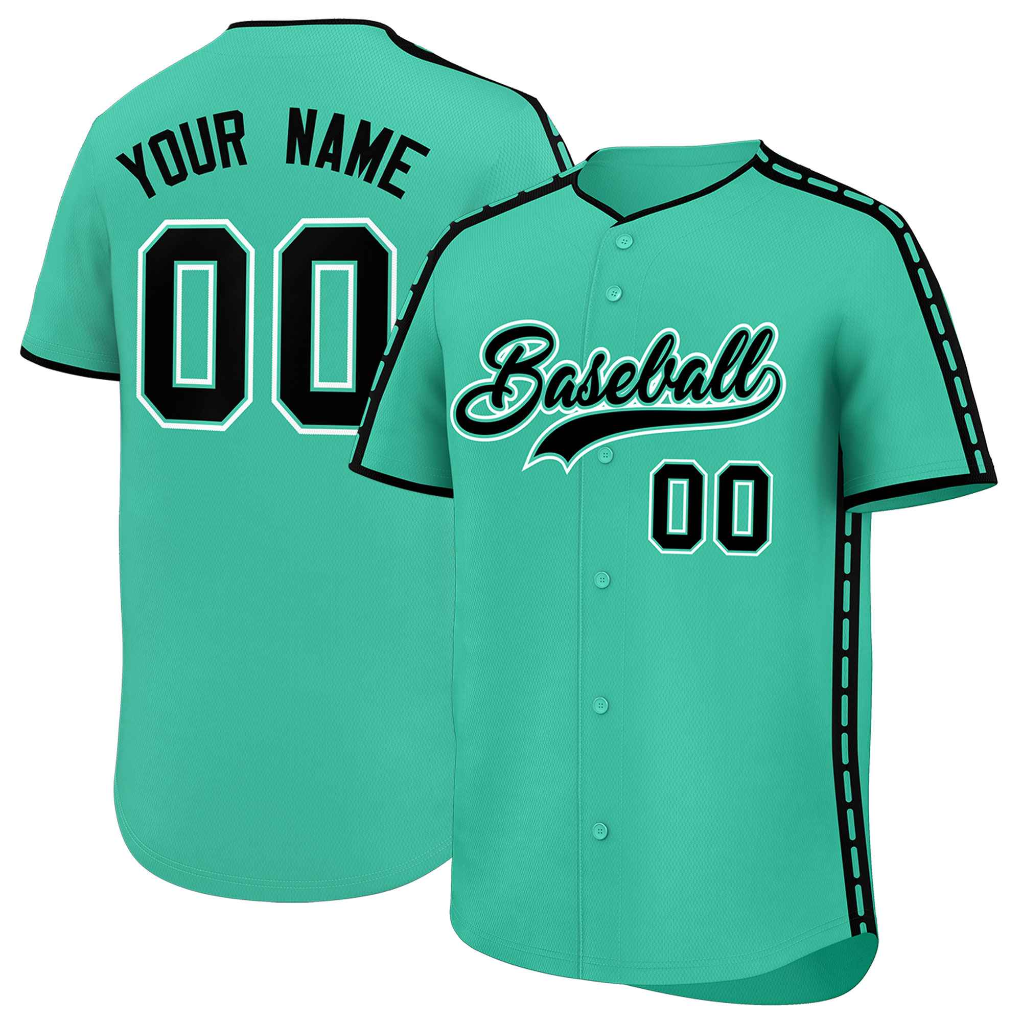 Custom Bright Green Black Color Block Personalized Side Dotted Line Authentic Baseball Jersey| KXKSHOP