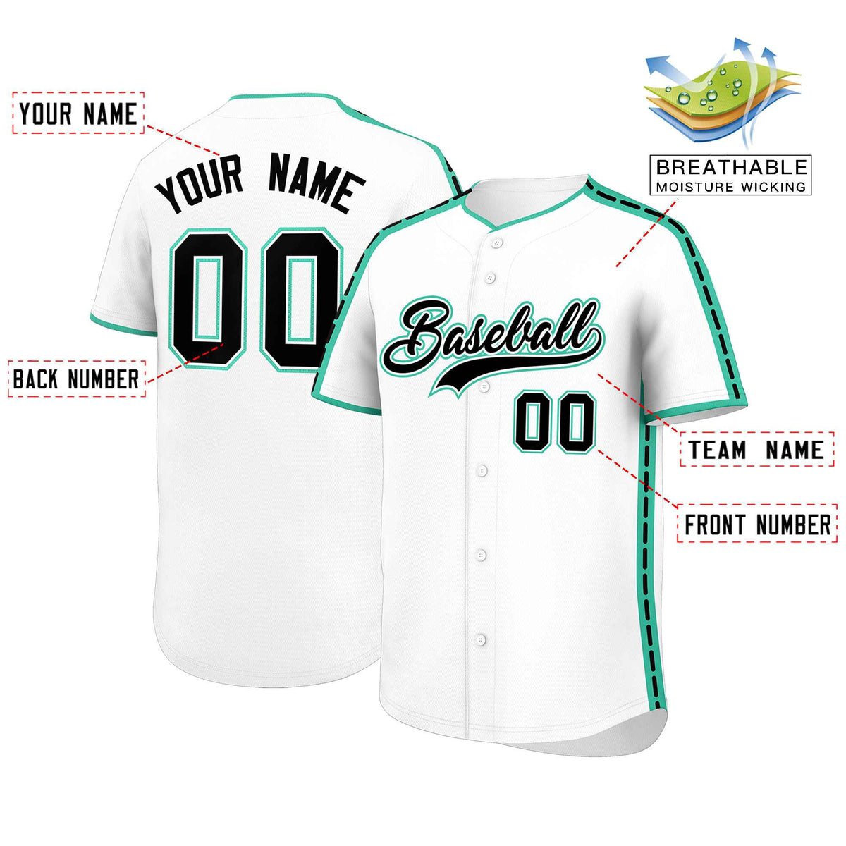 Custom White Bright Green Color Block Personalized Side Dotted Line Authentic Baseball Jersey| KXKSHOP