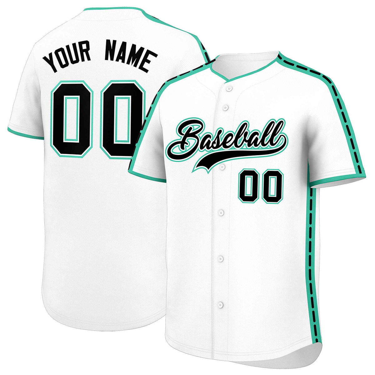Custom White Bright Green Color Block Personalized Side Dotted Line Authentic Baseball Jersey| KXKSHOP