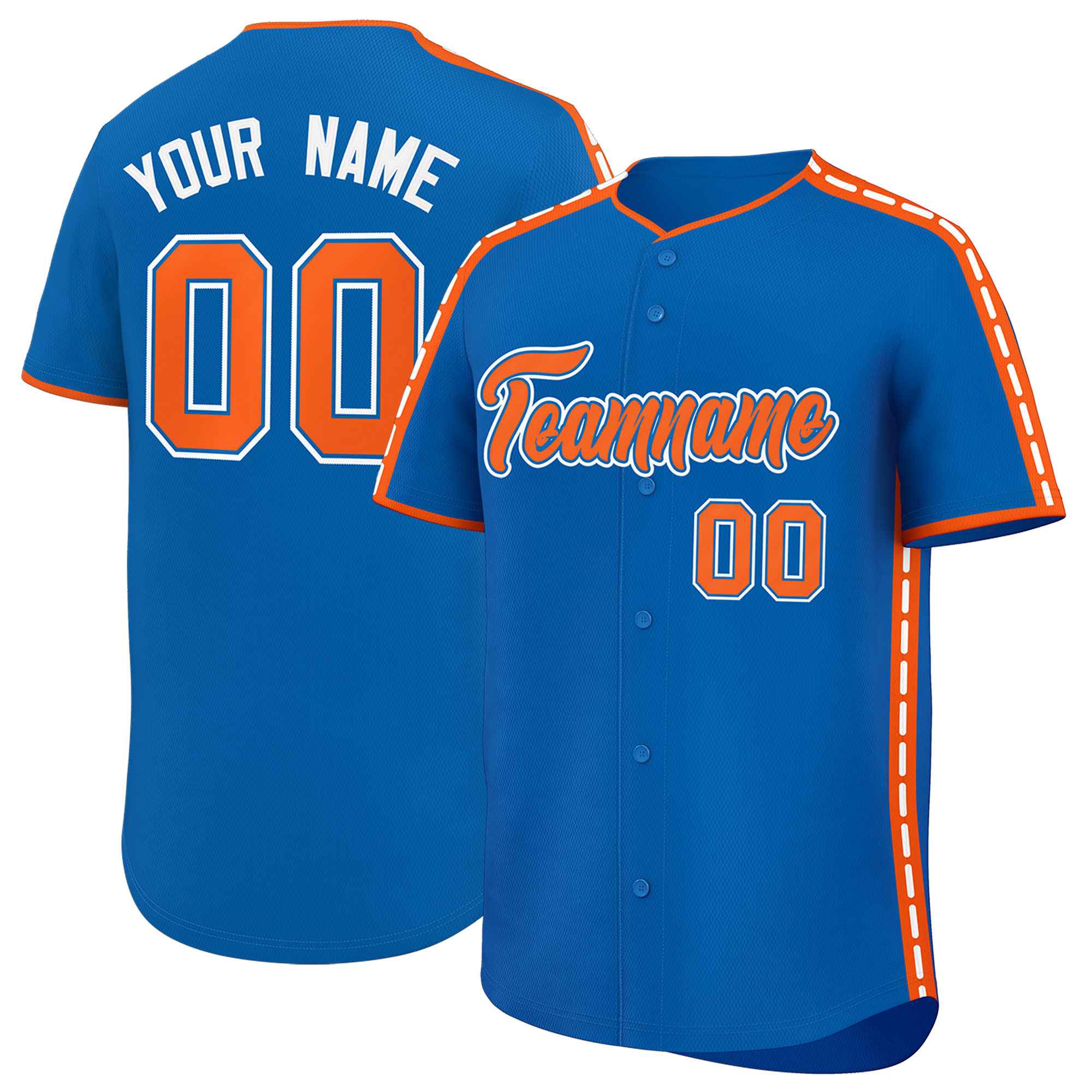 Custom Royal Orange Color Block Personalized Side Dotted Line Authentic Baseball Jersey| KXKSHOP