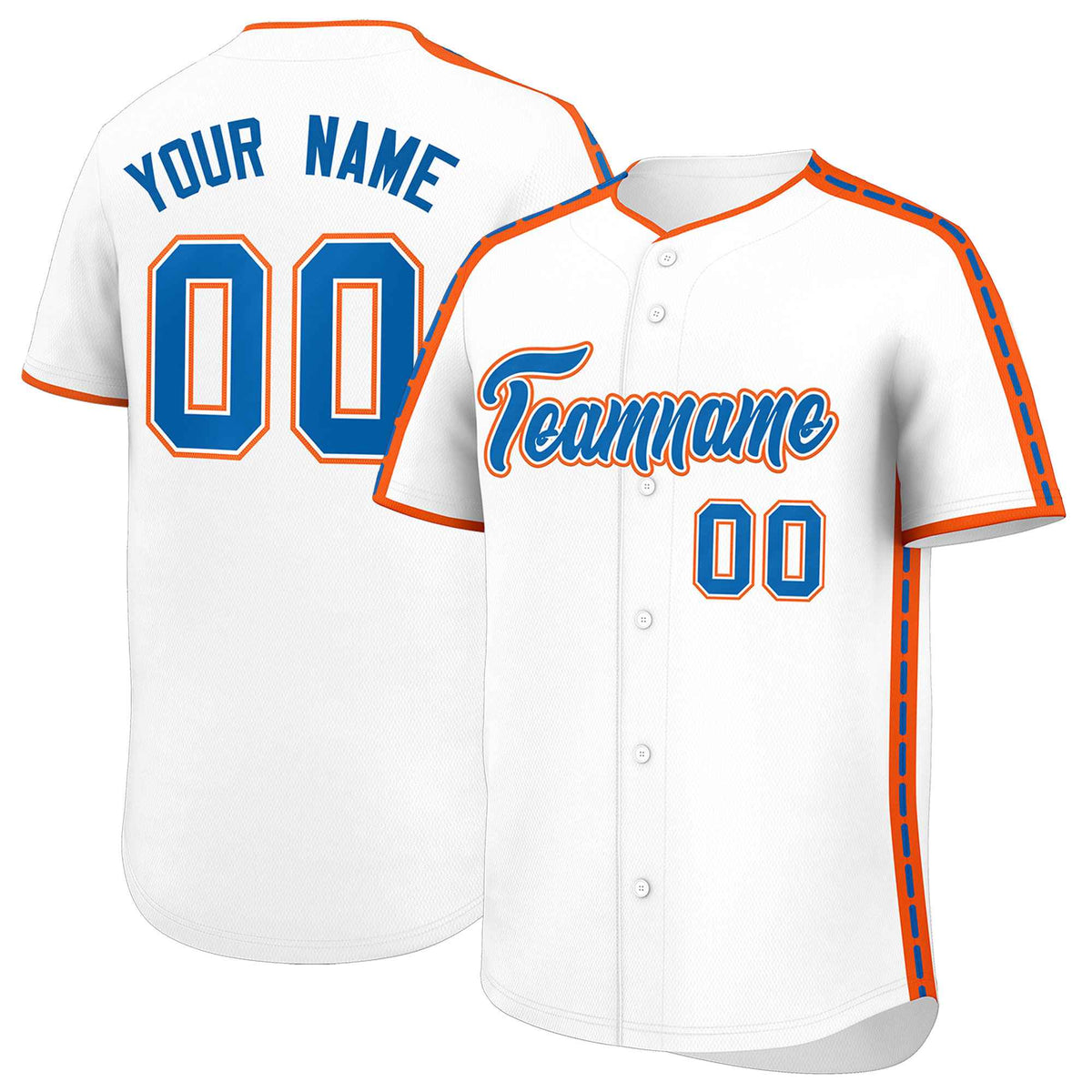 Custom White Orange Color Block Personalized Side Dotted Line Authentic Baseball Jersey| KXKSHOP