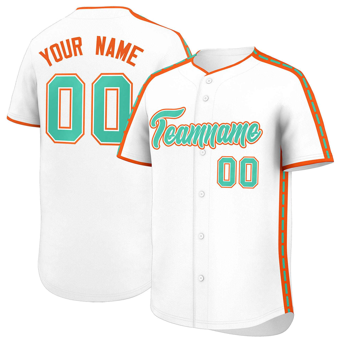 Custom White Orange Color Block Personalized Side Dotted Line Authentic Baseball Jersey| KXKSHOP