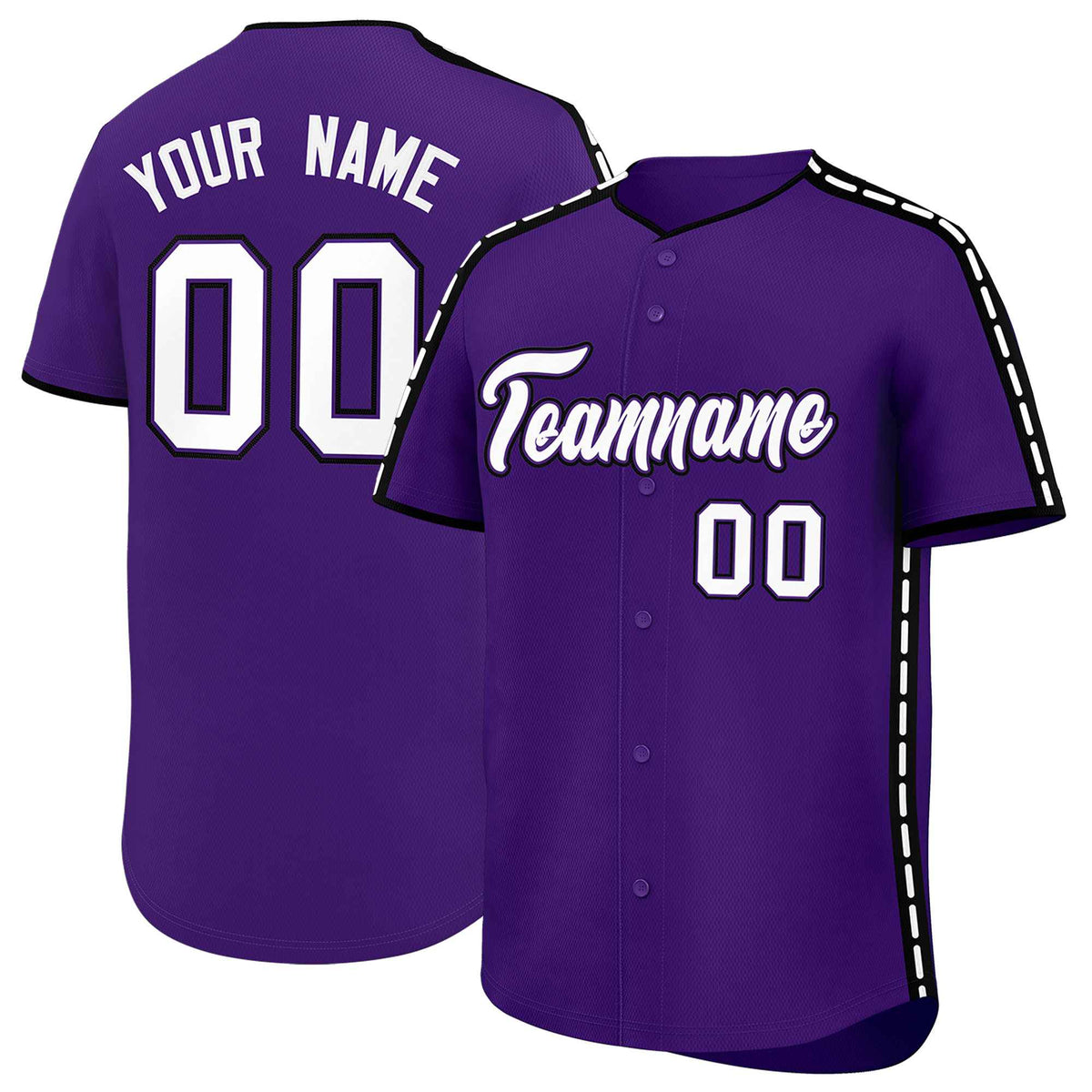 Custom Purple Black Color Block Personalized Side Dotted Line Authentic Baseball Jersey| KXKSHOP