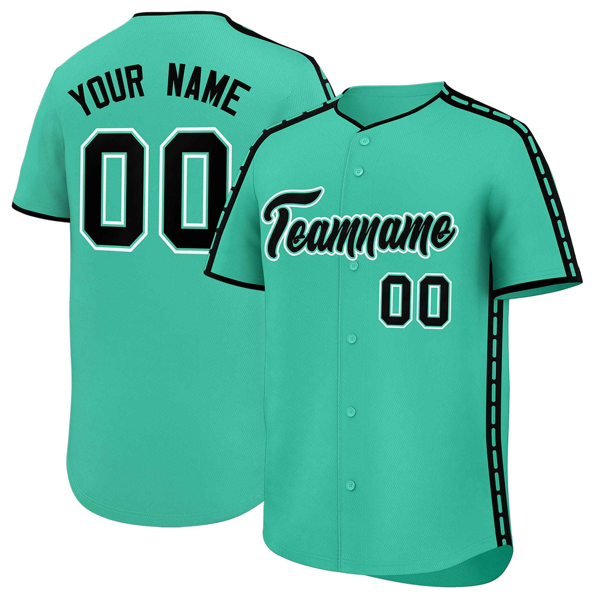 Custom Bright Green Black Color Block Personalized Side Dotted Line Authentic Baseball Jersey| KXKSHOP