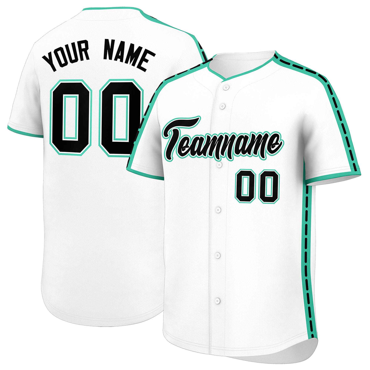 Custom White Bright Green Color Block Personalized Side Dotted Line Authentic Baseball Jersey| KXKSHOP