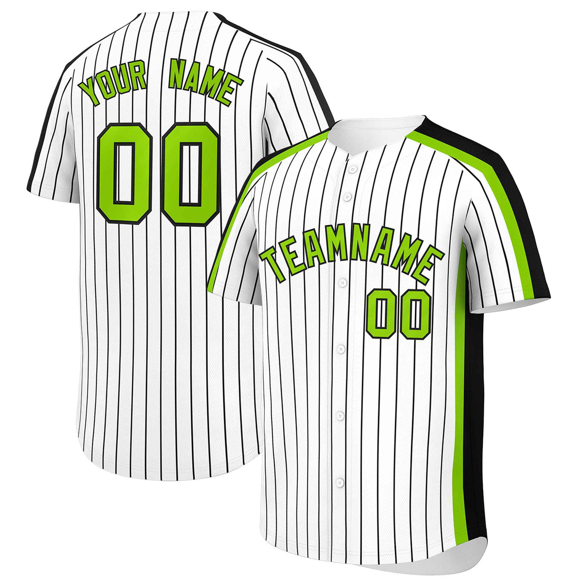 Custom White Black Pinstripe Personalized Side Two-tone Authentic Baseball Jersey