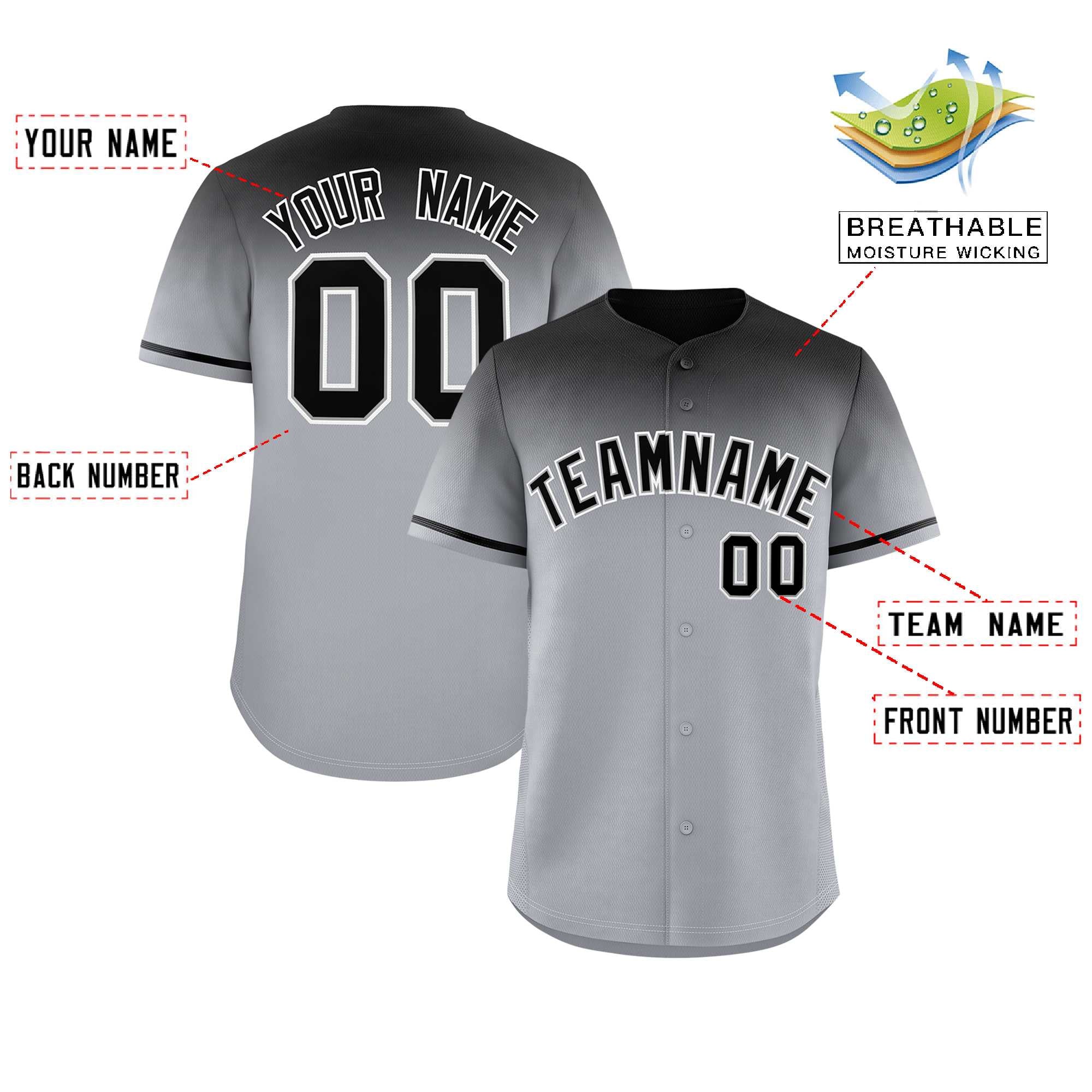 Custom Gray Black Gradient Fashion Design Authentic Baseball Jersey | KXKSHOP