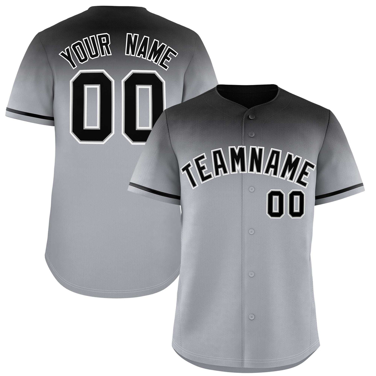 Custom Gray Black Gradient Fashion Design Authentic Baseball Jersey | KXKSHOP