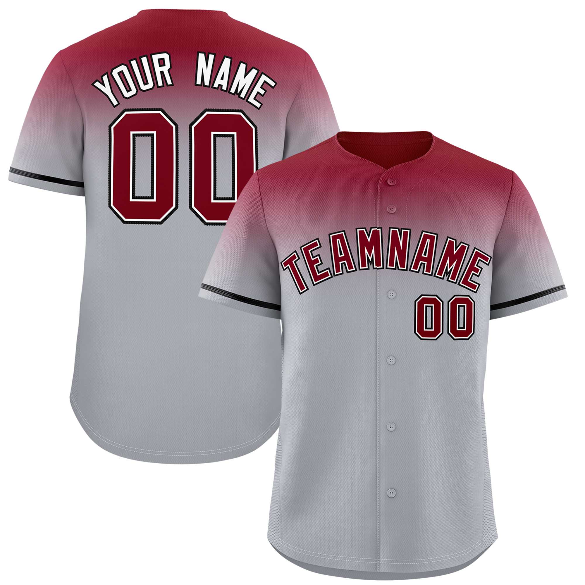 Custom Gray Crimson Gradient Fashion Design Authentic Baseball Jersey | KXKSHOP