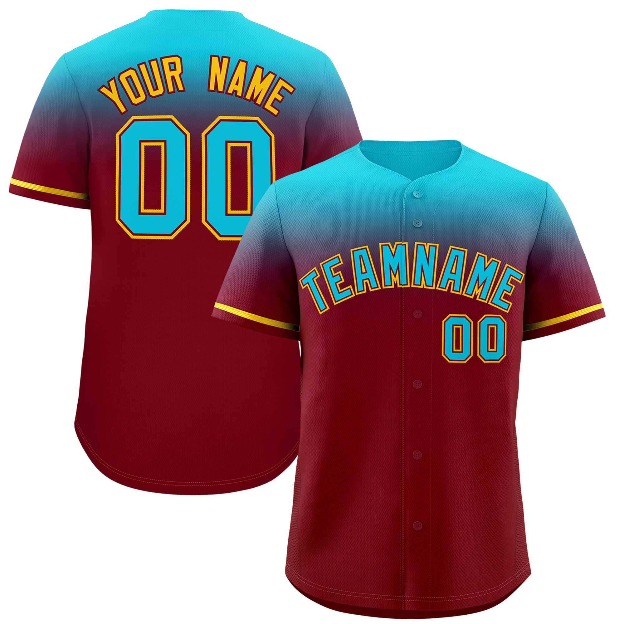 Custom Crimson Sky Blue Gradient Fashion Design Authentic Baseball Jersey | KXKSHOP