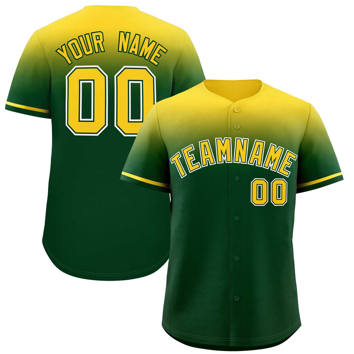 Custom Green Gold Gradient Fashion Design Authentic Baseball Jersey | KXKSHOP