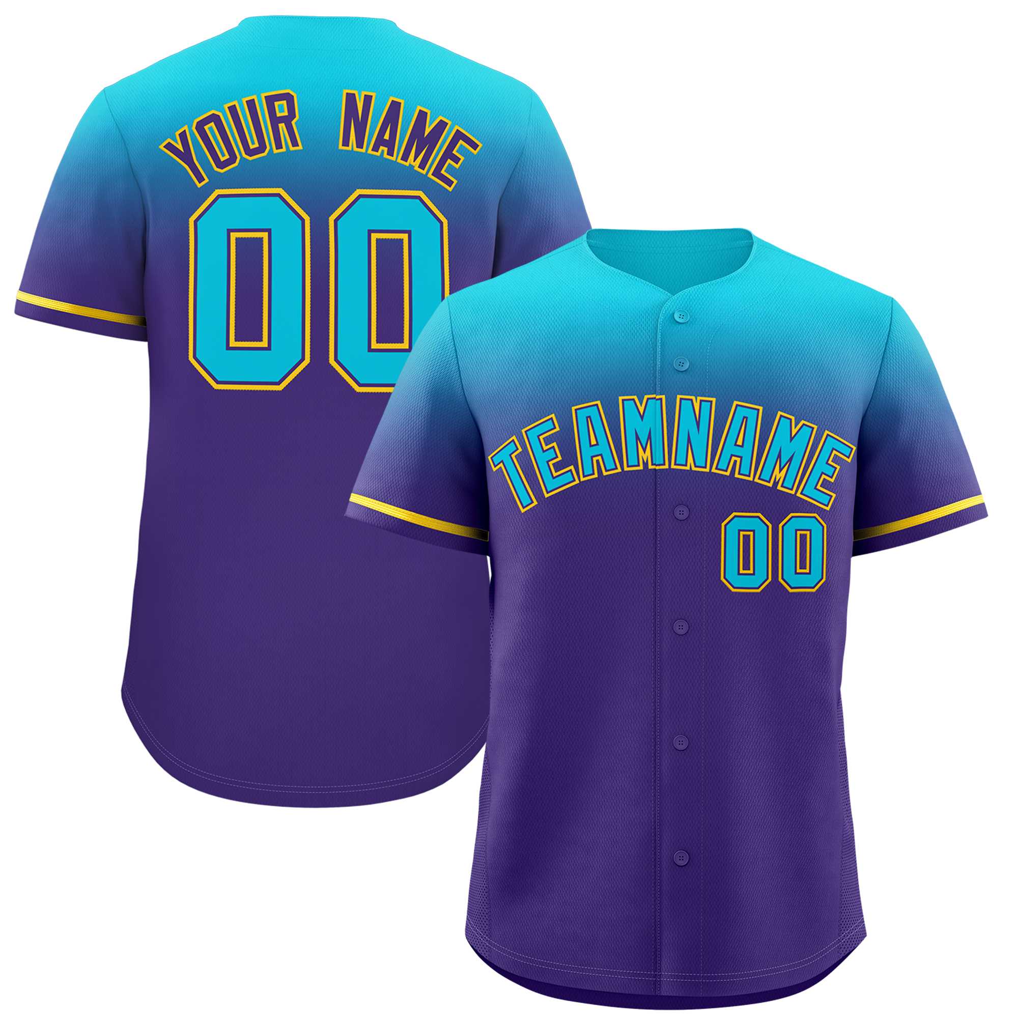 Custom Purple Sky Blue Gradient Fashion Design Authentic Baseball Jersey | KXKSHOP