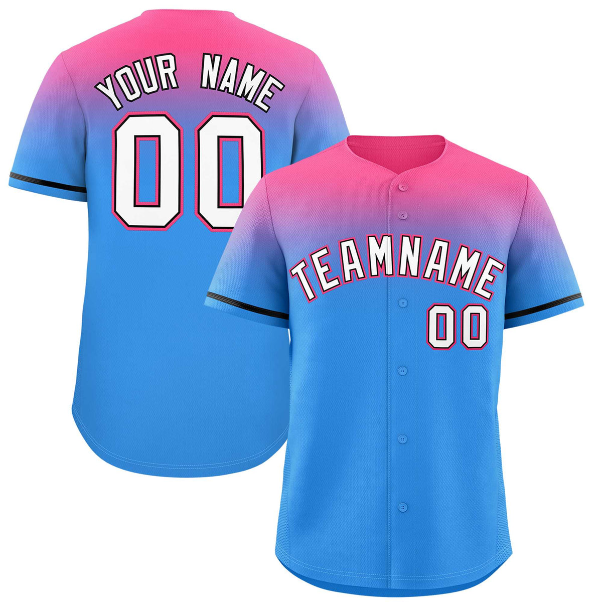 Custom Powder Blue Pink Gradient Fashion Design Authentic Baseball Jersey | KXKSHOP