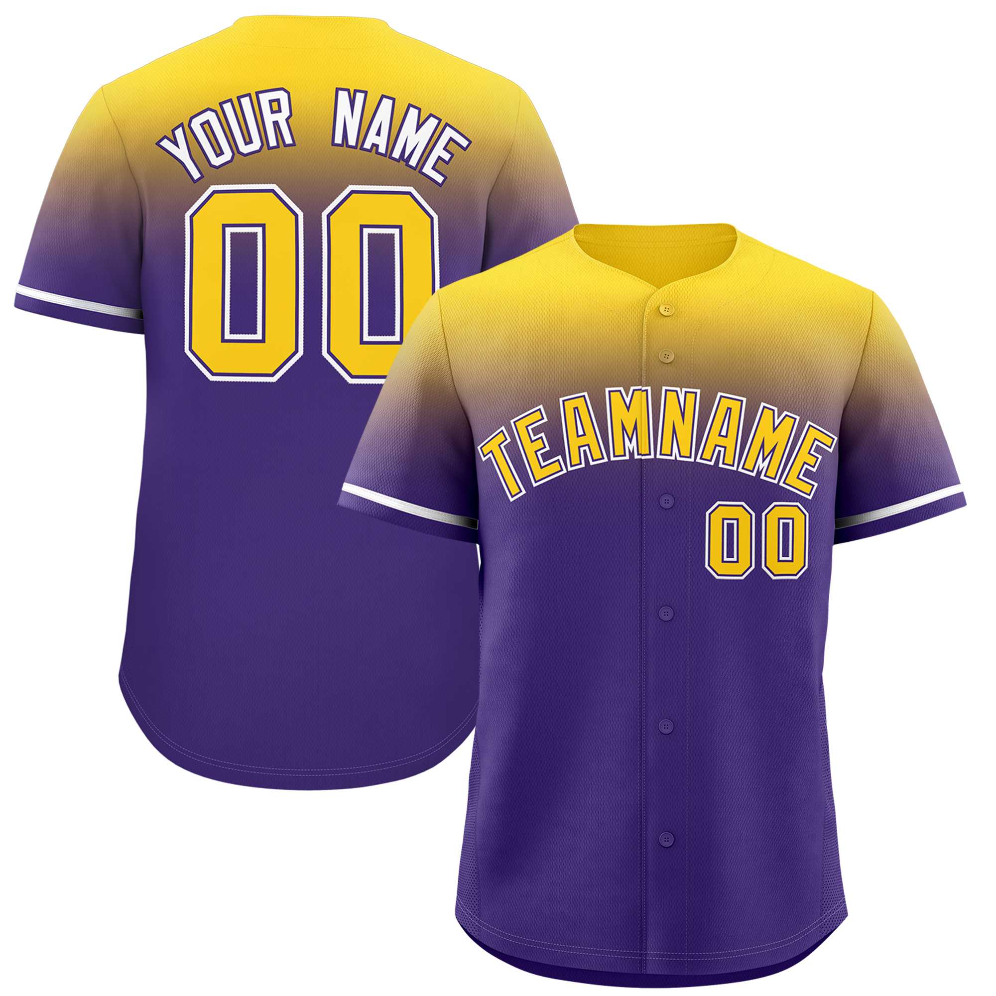 Custom Purple Gold Gradient Fashion Design Authentic Baseball Jersey | KXKSHOP
