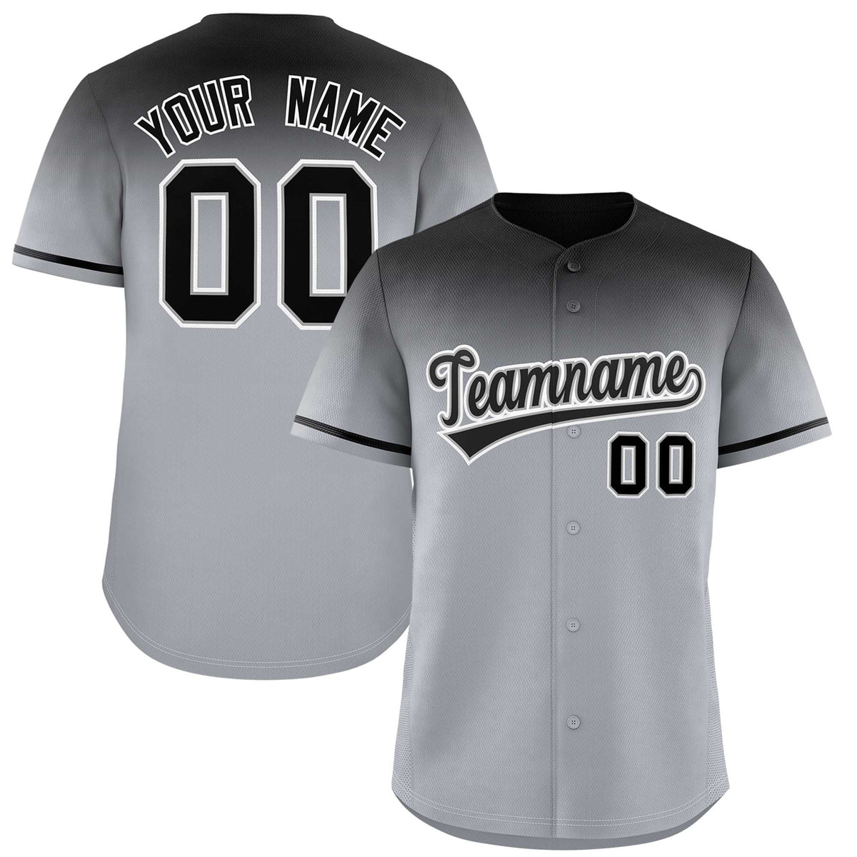 Custom Gray Black Gradient Fashion Design Authentic Baseball Jersey | KXKSHOP